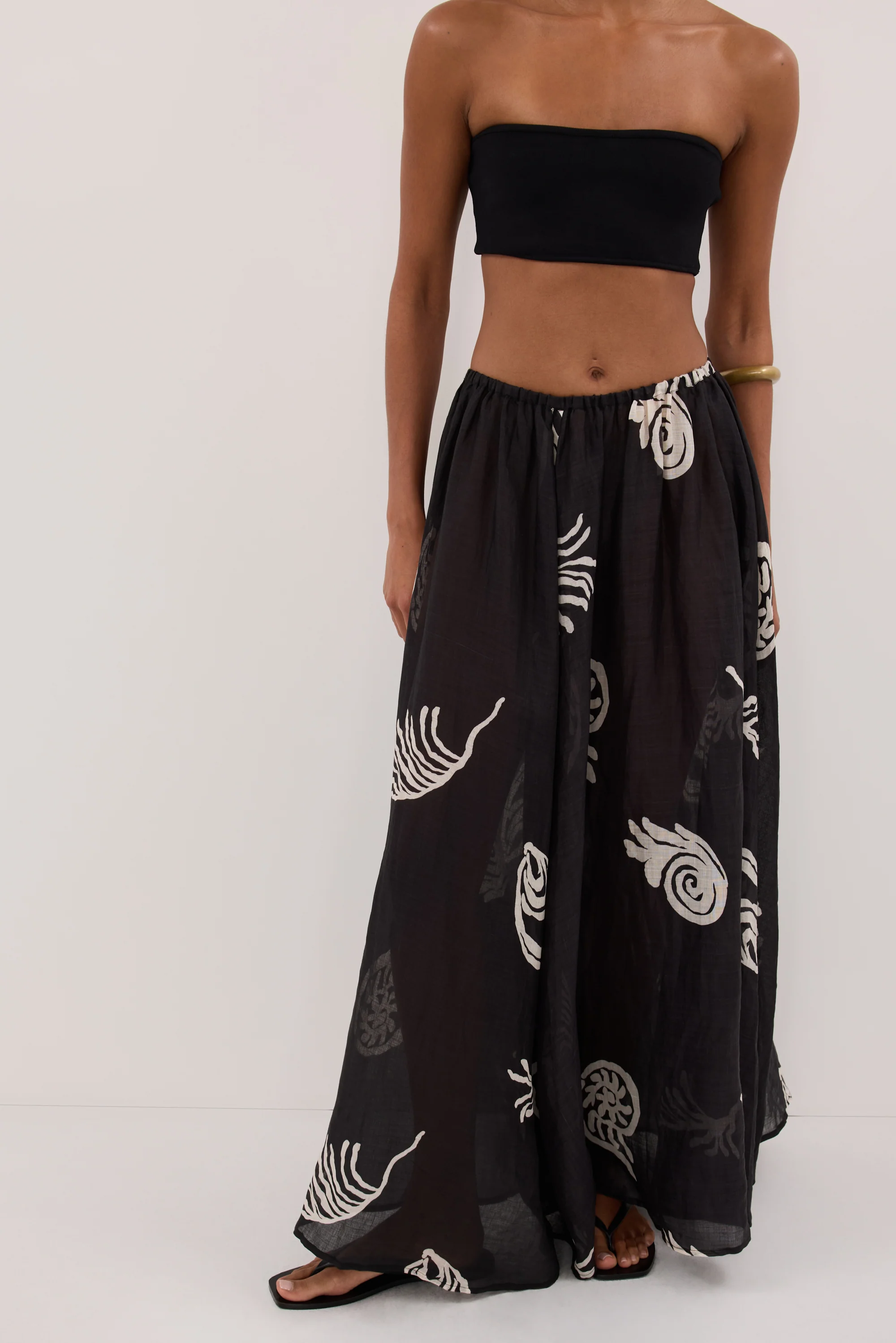 POSITANO BLACK RAMIE MIDI SKIRT - Image 2