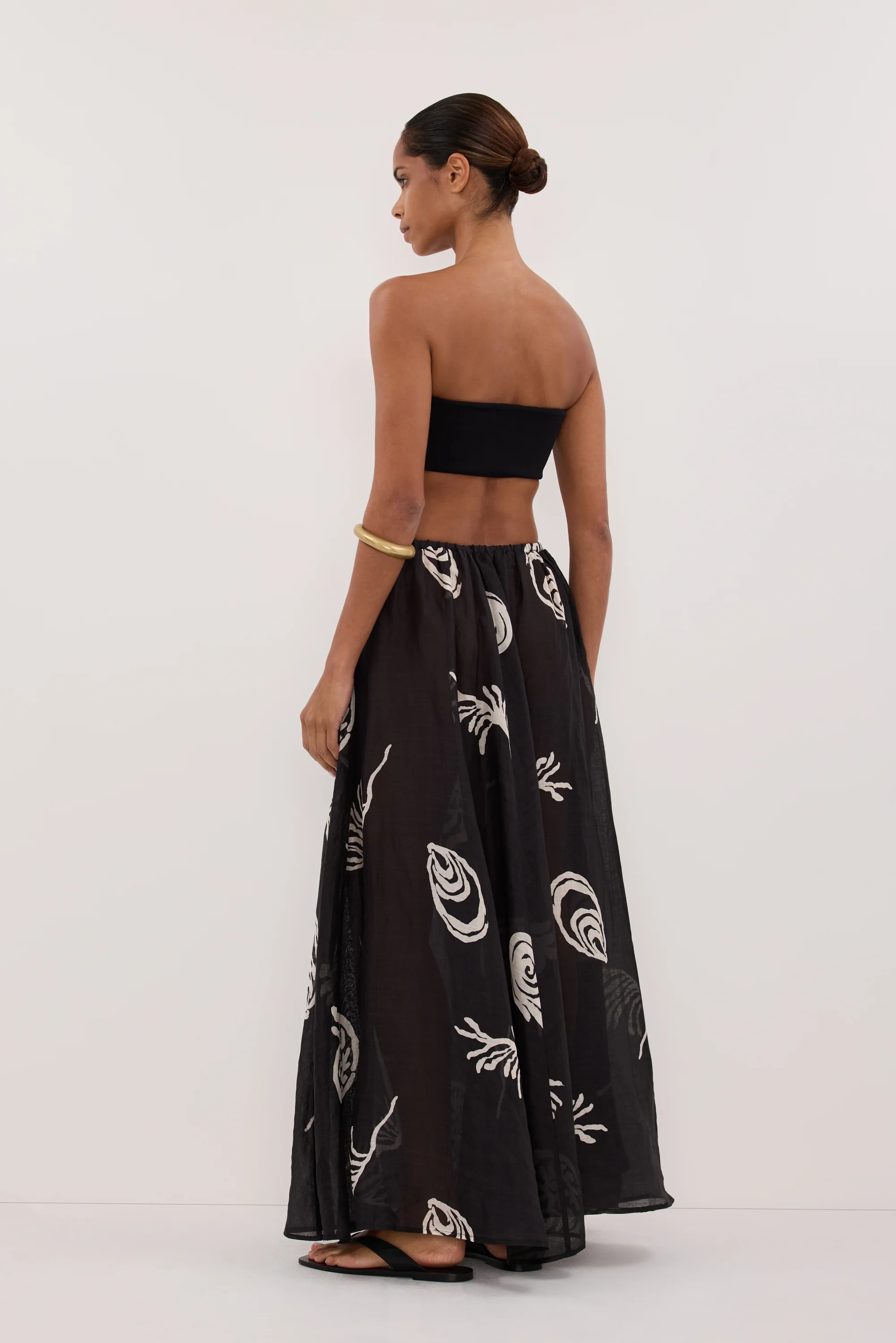 POSITANO BLACK RAMIE MIDI SKIRT - Image 3