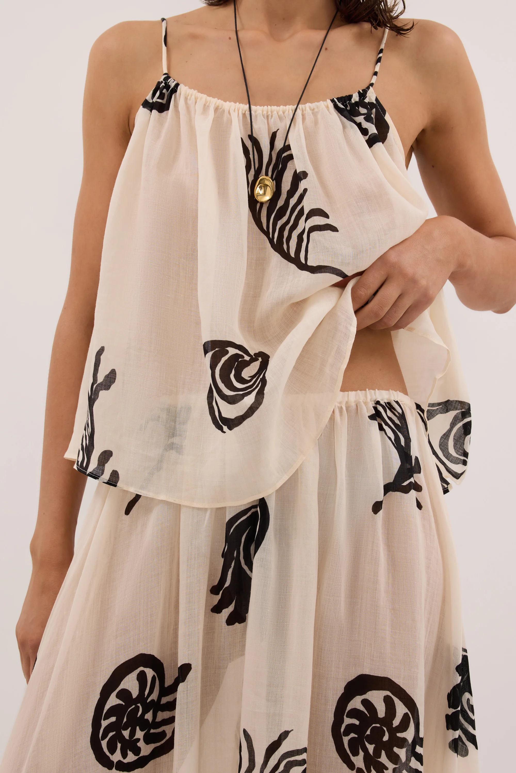 POSITANO SANDSTONE RAMIE MIDI SKIRT - Image 5