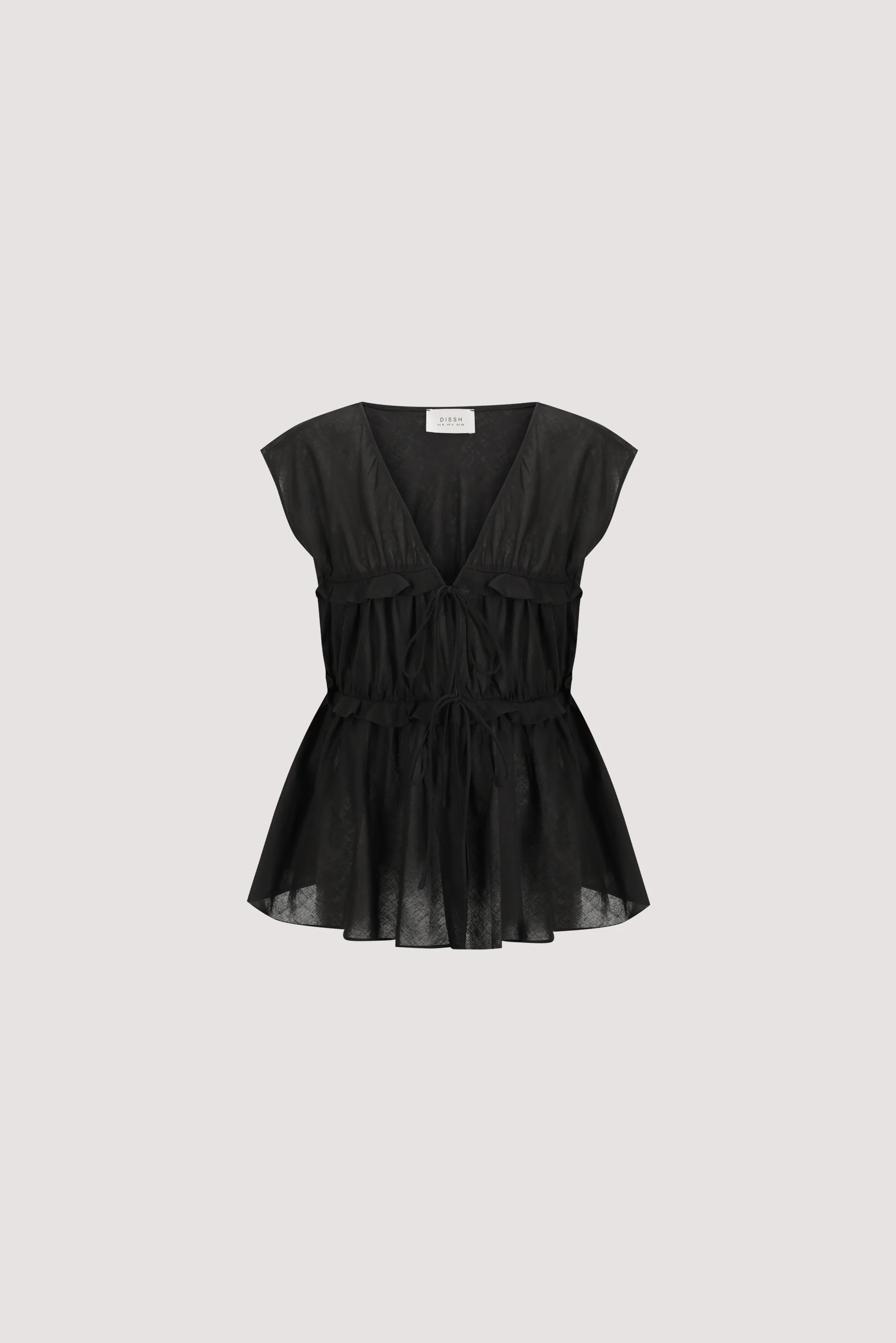 QUINN BLACK LINEN RUFFLE TOP - Image 6