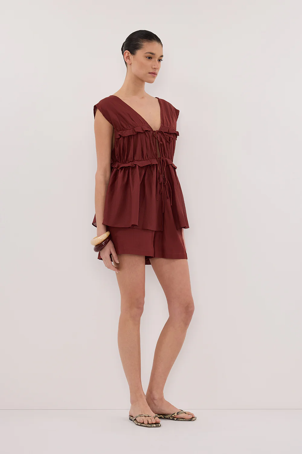 QUINN SAHARA LINEN RUFFLE TOP - Image 3