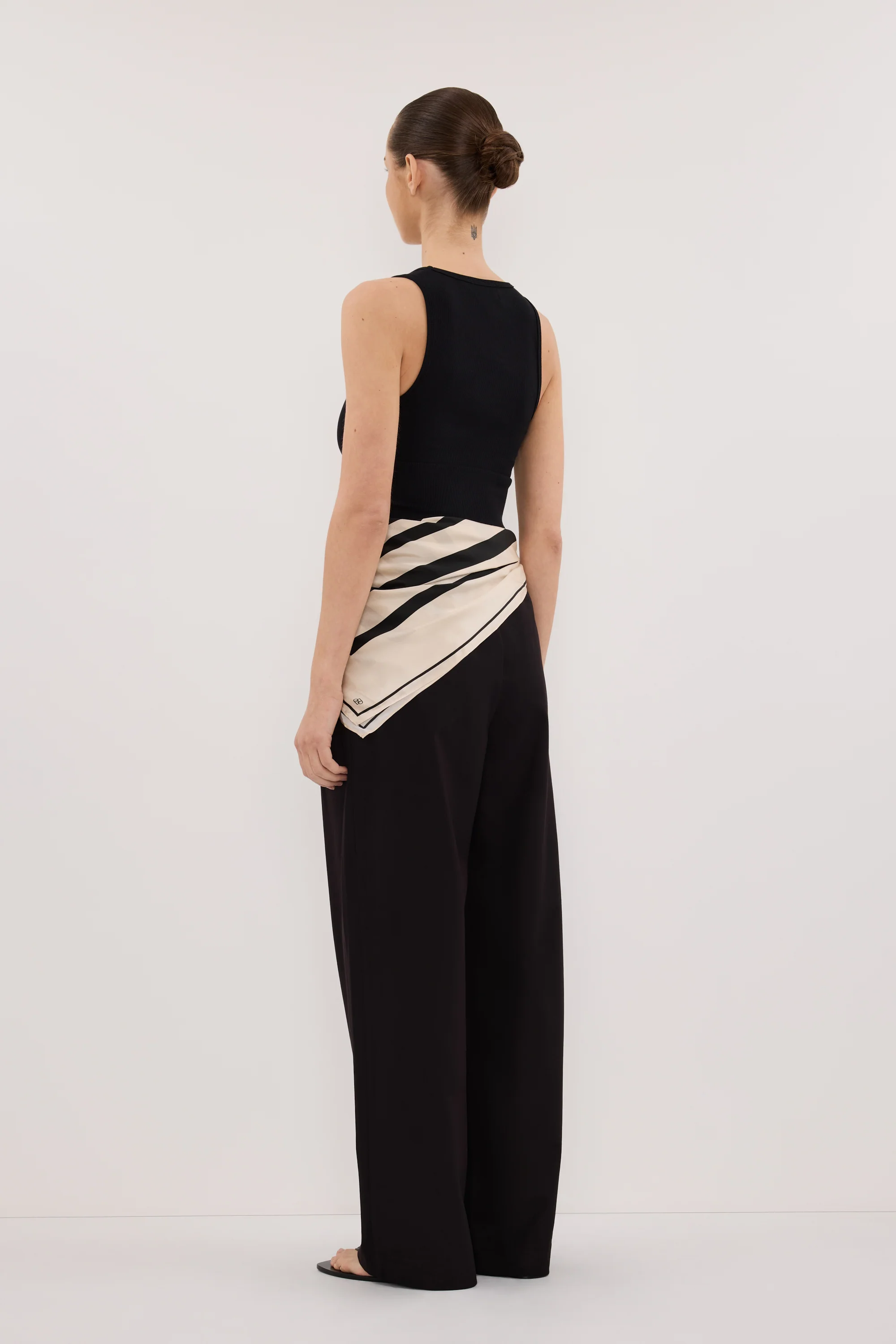 RAE BLACK STRIPE SILK SCARF TOP - Image 4