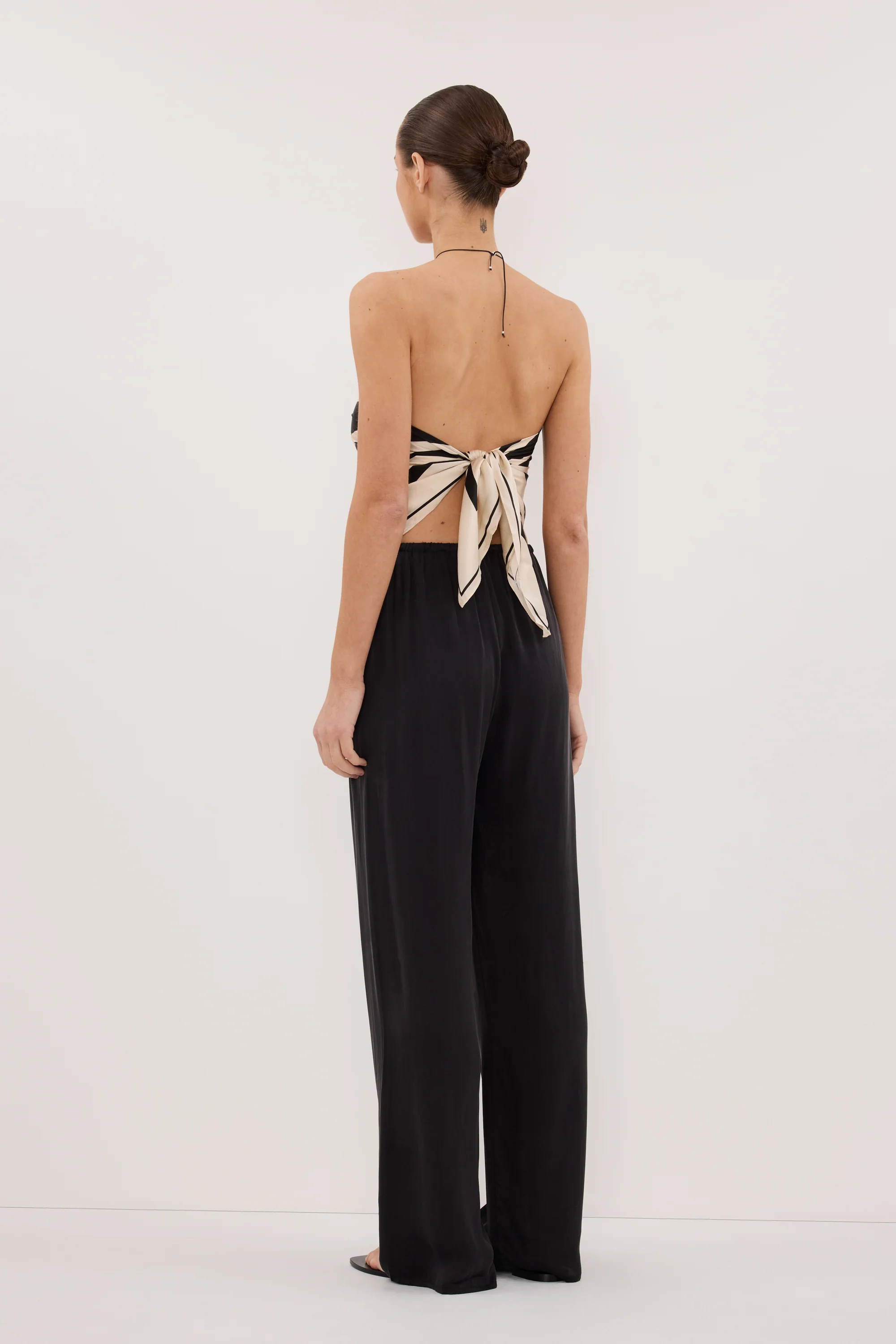 RAE BLACK STRIPE SILK SCARF TOP - Image 7