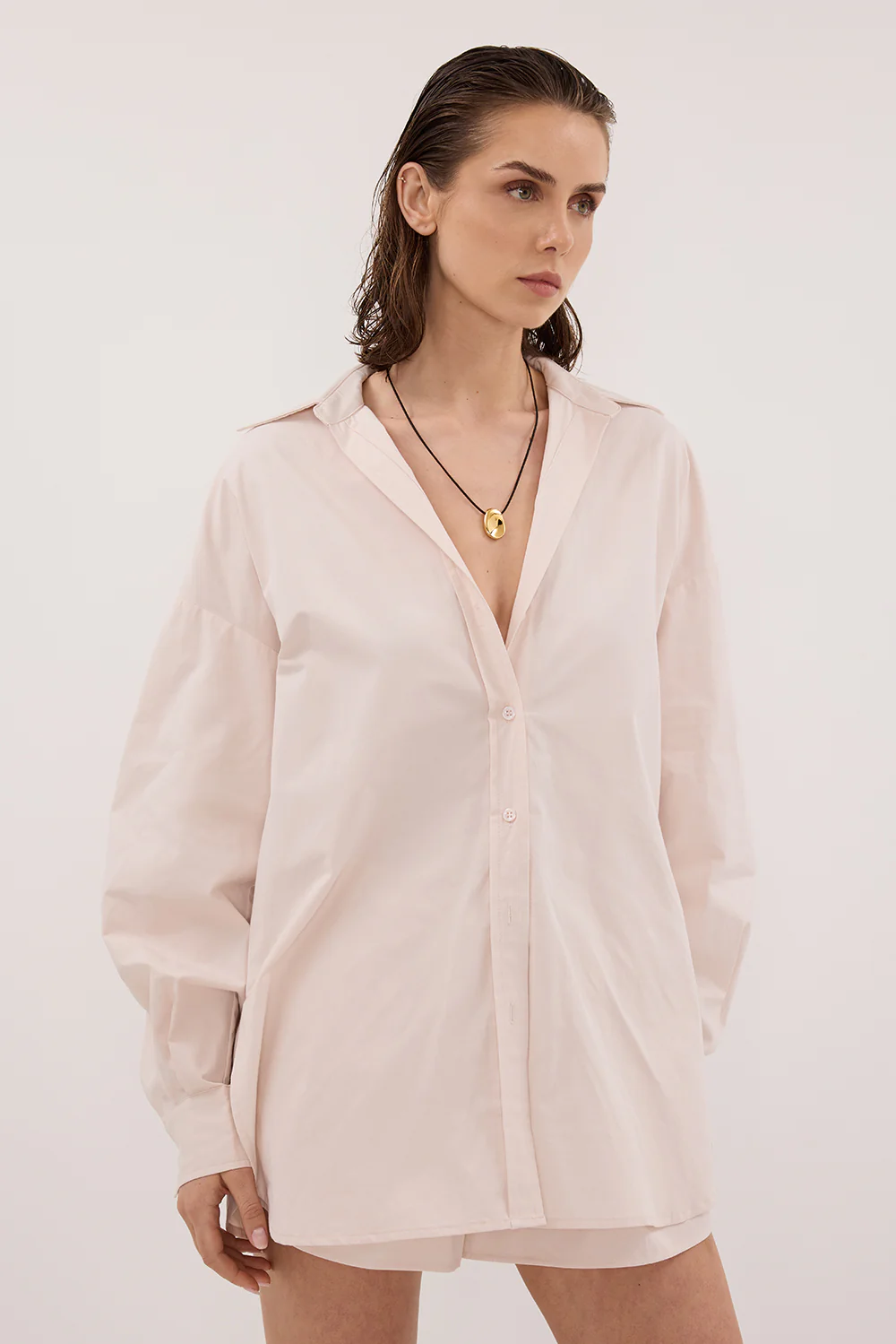 RAQUEL POWDER LONG SLEEVE COTTON POPLIN SHIRT - Image 2