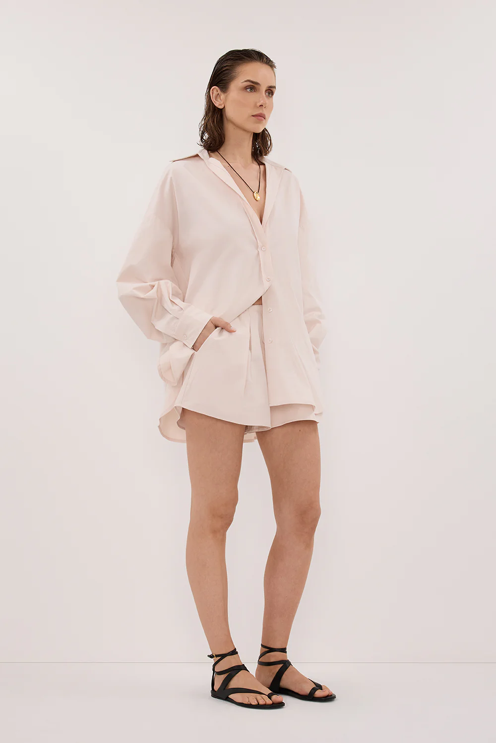 RAQUEL POWDER LONG SLEEVE COTTON POPLIN SHIRT - Image 3