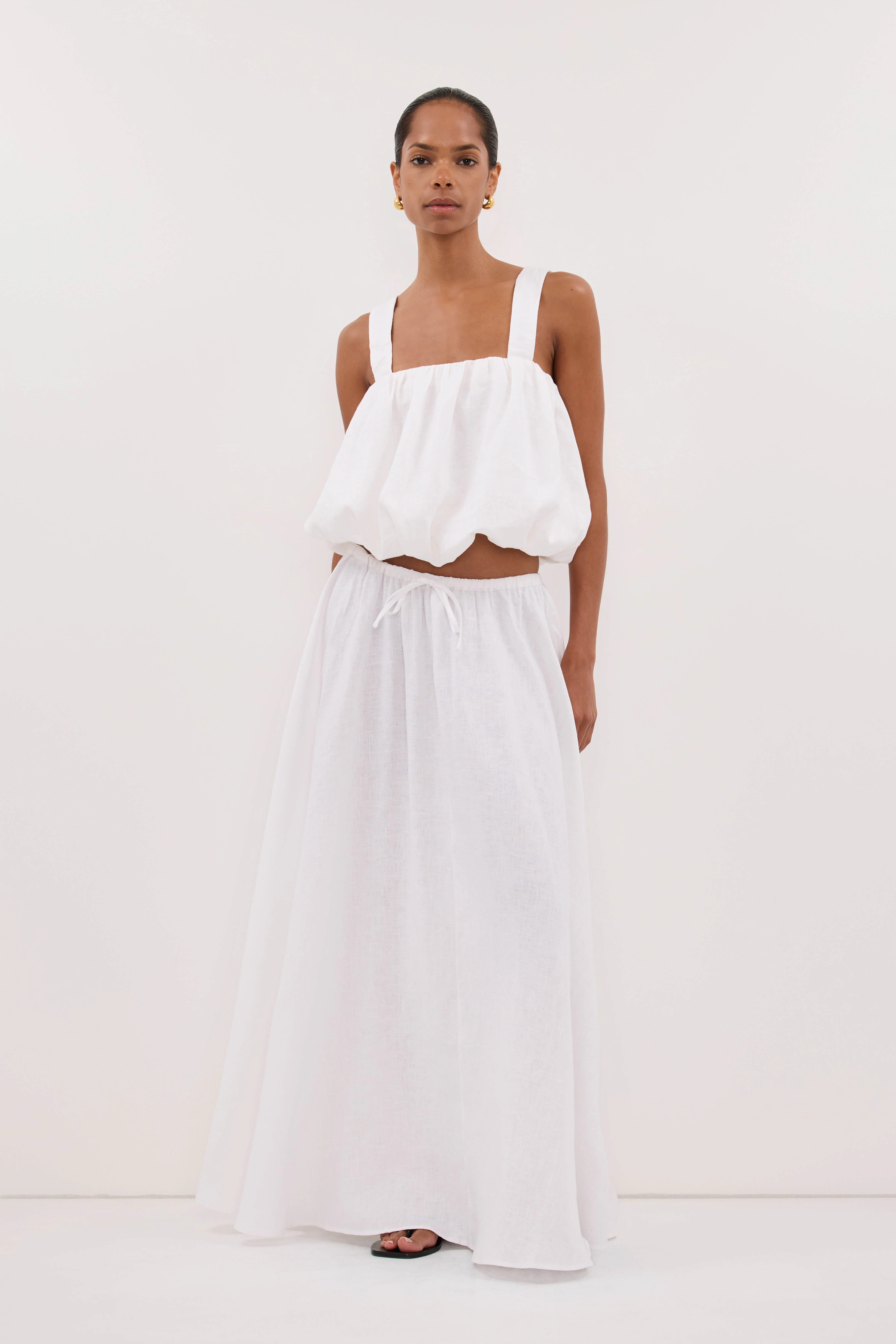 RAVELLO WHITE LINEN BUBBLE TOP