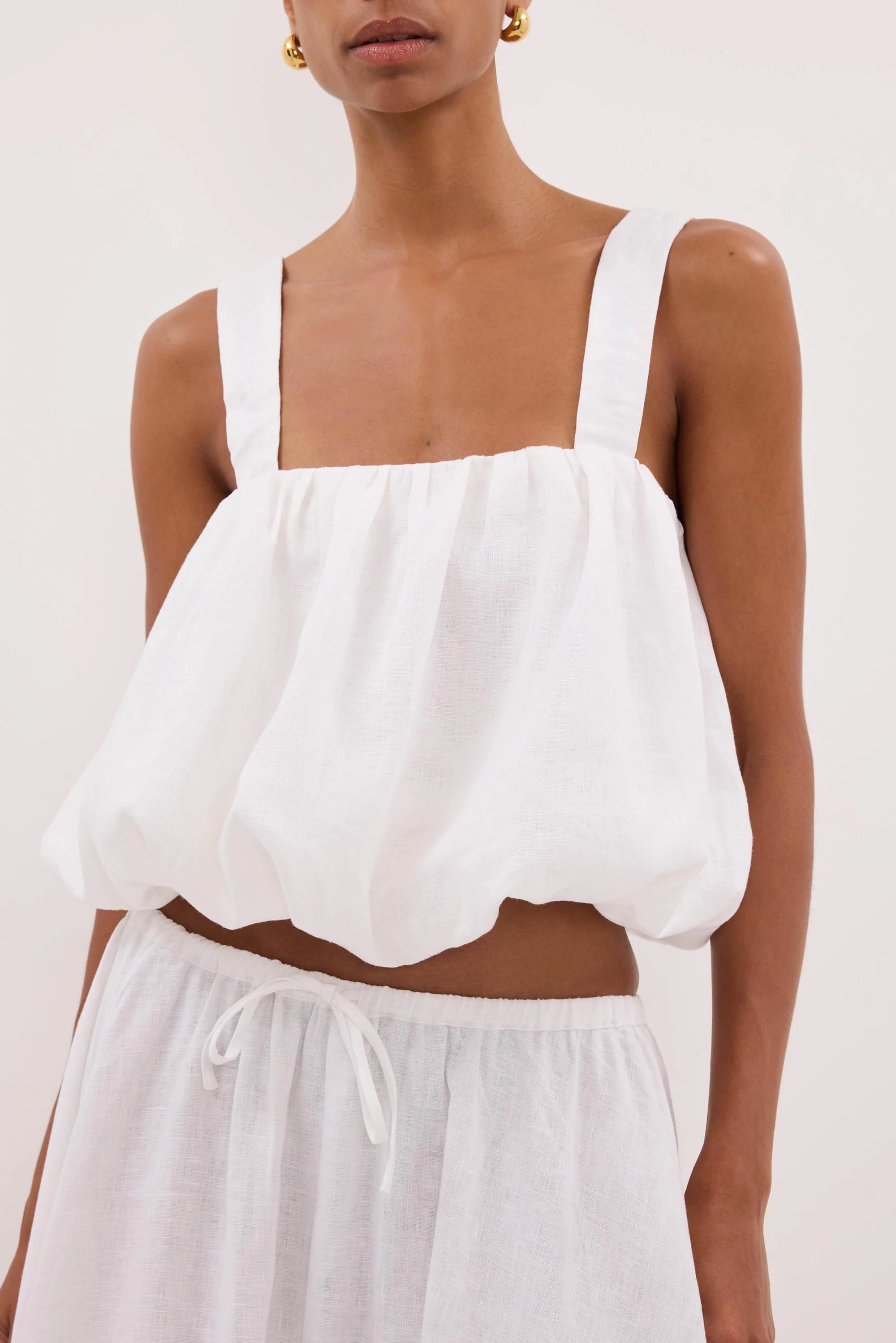 RAVELLO WHITE LINEN BUBBLE TOP - Image 5
