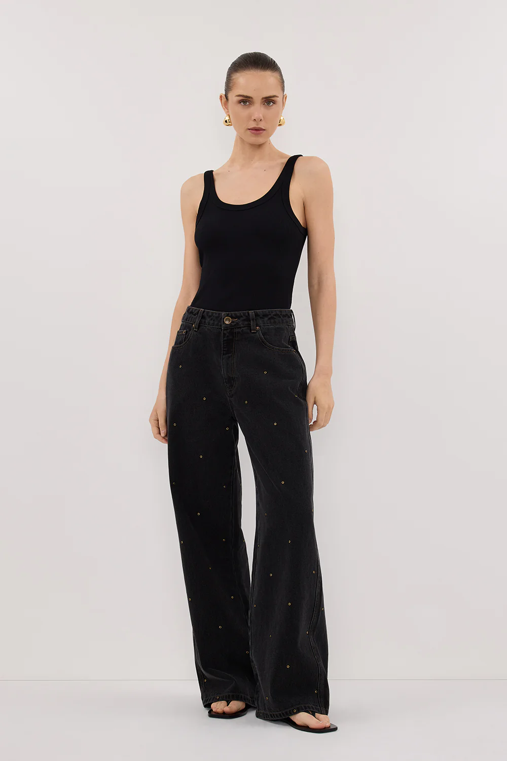 REAGAN 2.0 BLACK RINSE EYELET SLOUCHY JEAN - Image 5