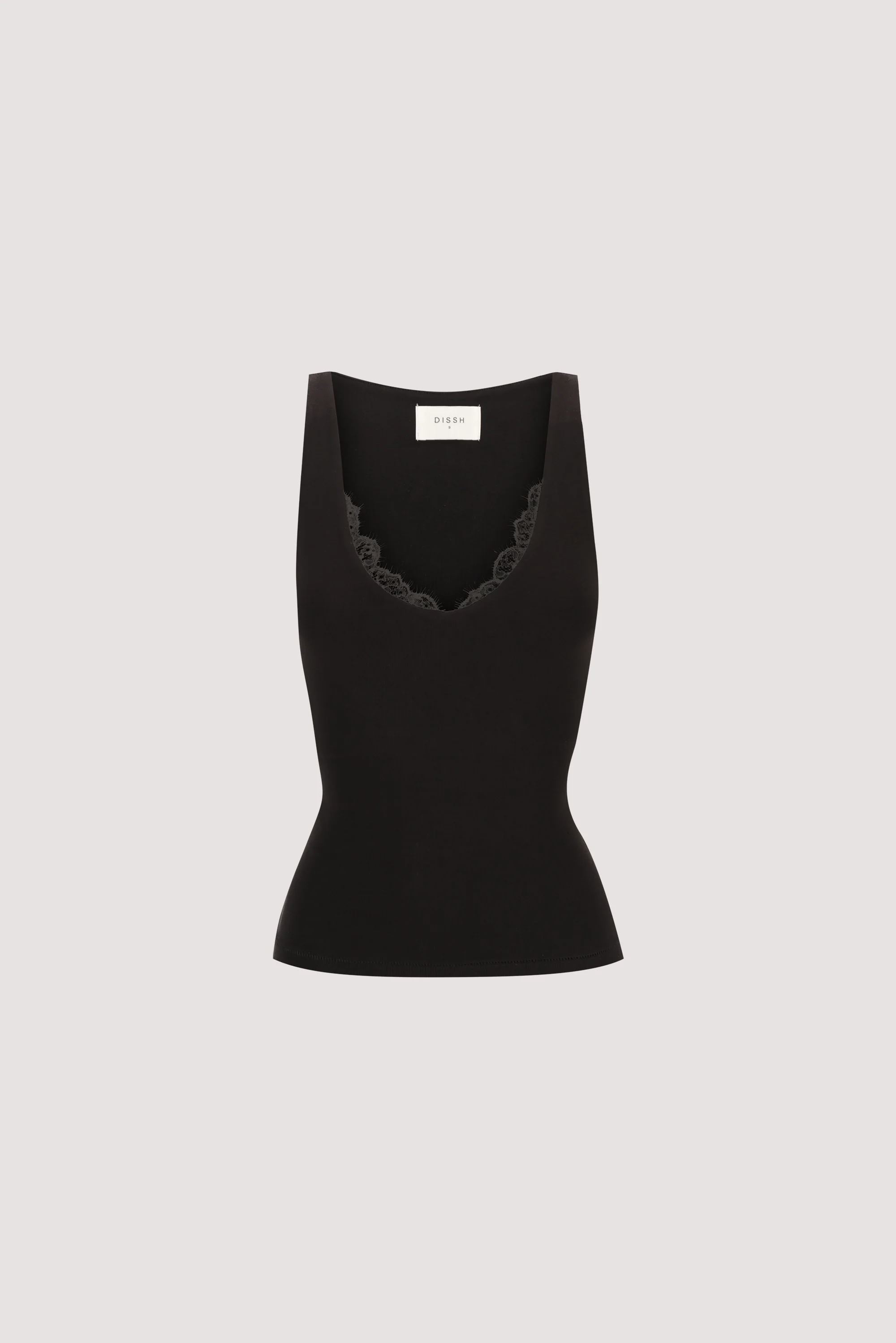 REBECCA BLACK LACE TRIM KNIT TANK - Image 7