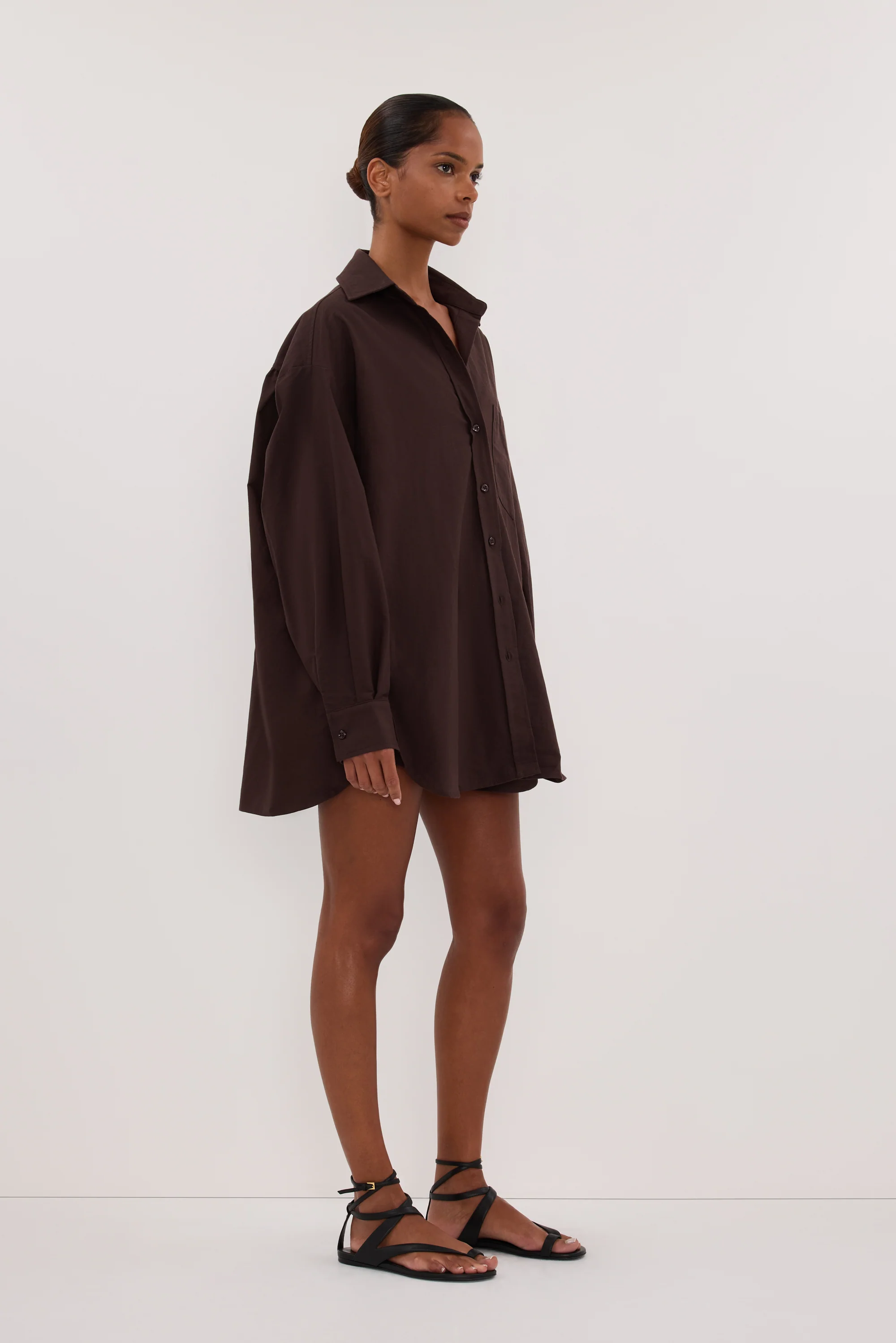 RHEA 2.0 BURNT CHOC OVERSIZED COTTON SHIRT - Image 4