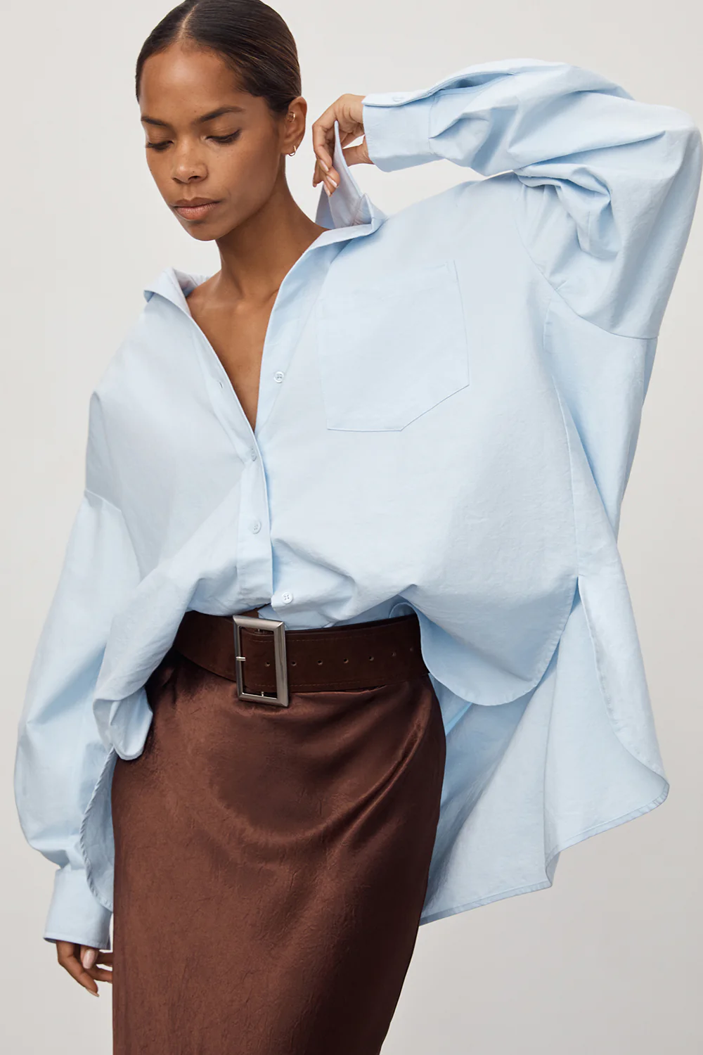 RHEA 2.0 ICE BLUE OVERSIZED COTTON SHIRT - Image 2