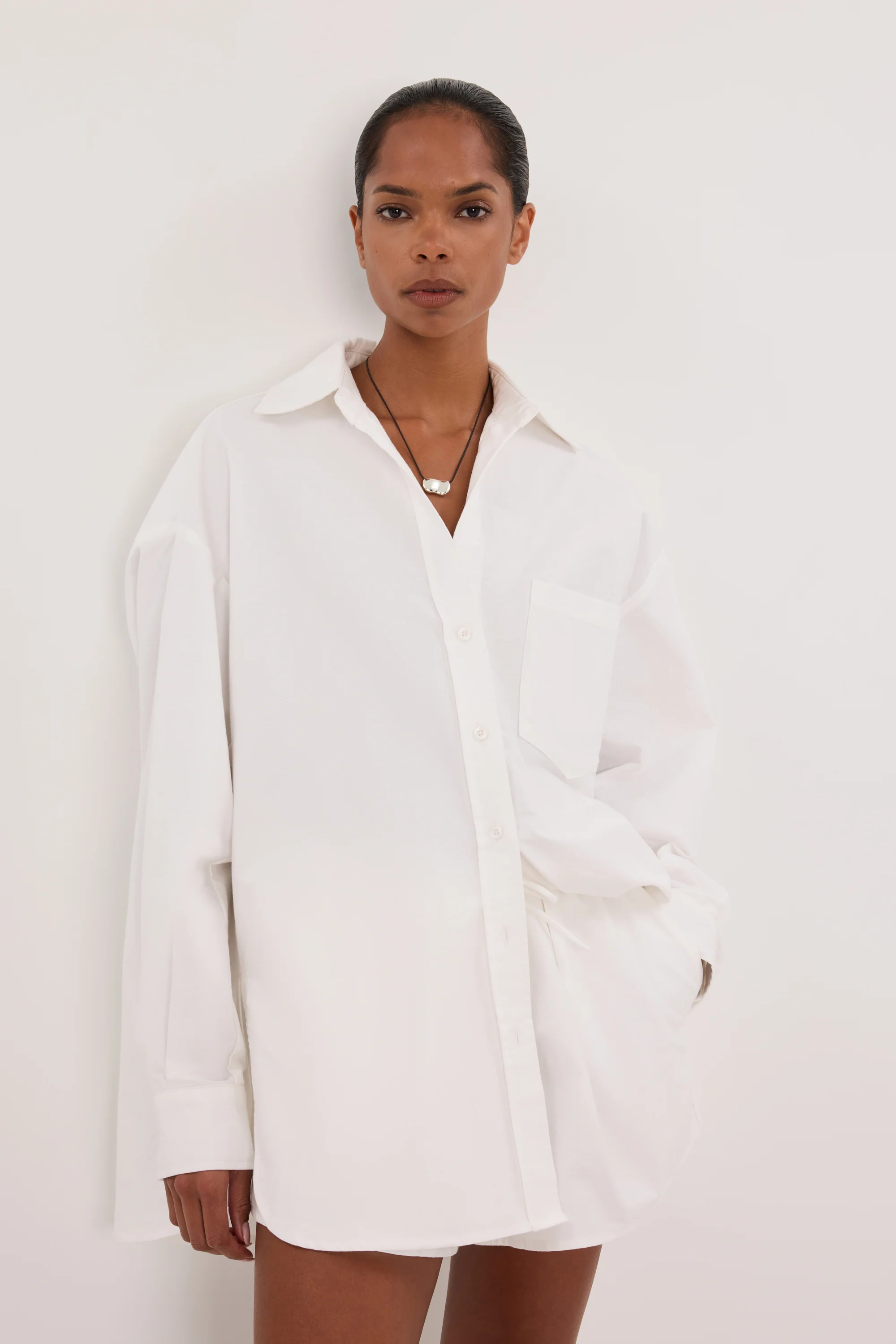 RHEA 2.0 WHITE OVERSIZED COTTON SHIRT - Image 3