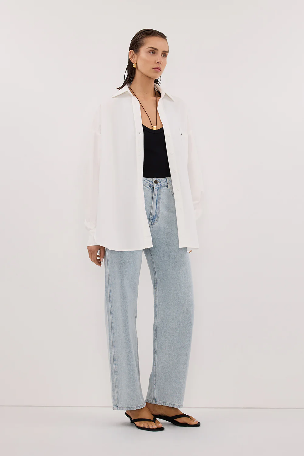 RHEA WHITE OVERSIZED COTTON SHIRT - Image 3