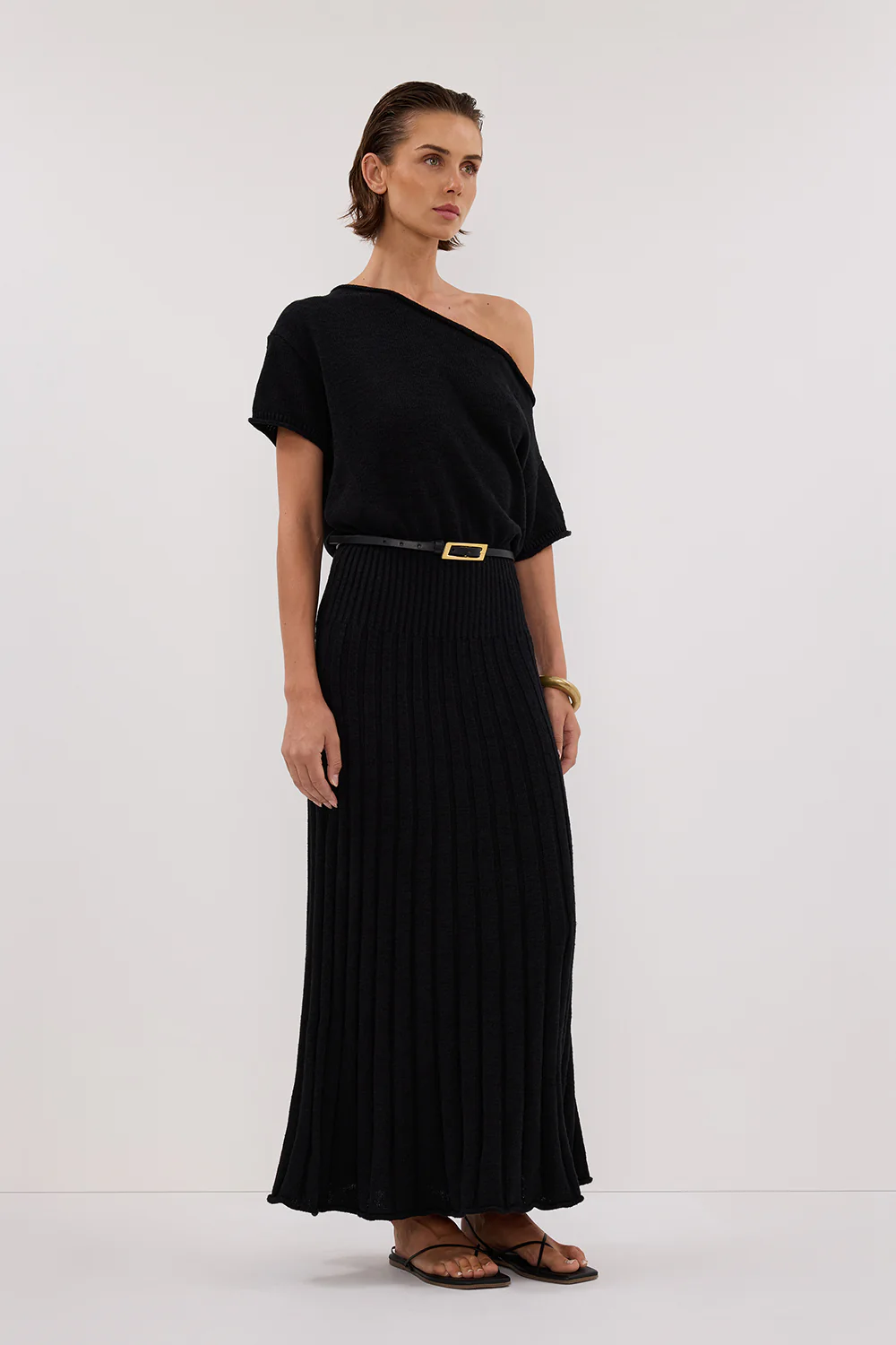RICK BLACK ASYM KNIT MIDI DRESS - Image 3