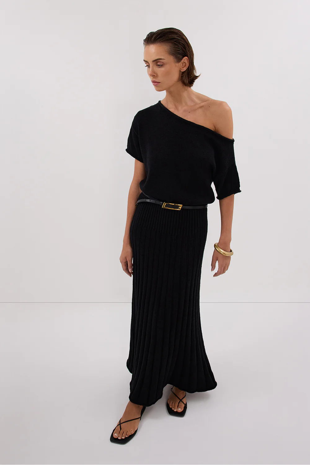 RICK BLACK ASYM KNIT MIDI DRESS - Image 5