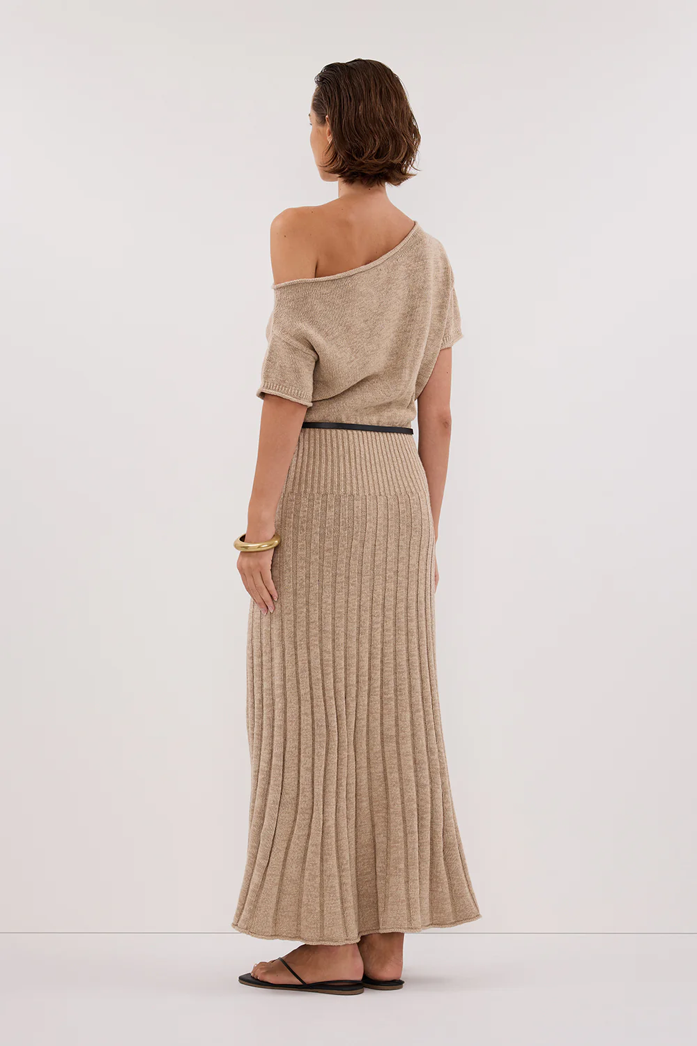RICK NATURAL ASYM KNIT MIDI DRESS - Image 4