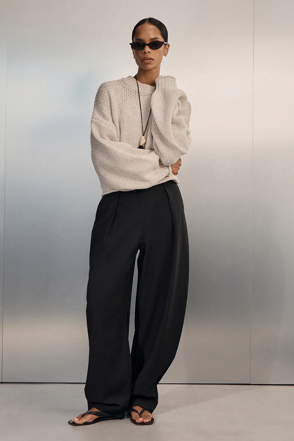 ROMY BLACK BARREL LEG TAILORED PANT - Image 8