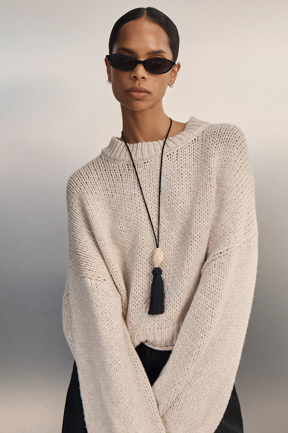 ROSA CHALK CROPPED KNIT JUMPER