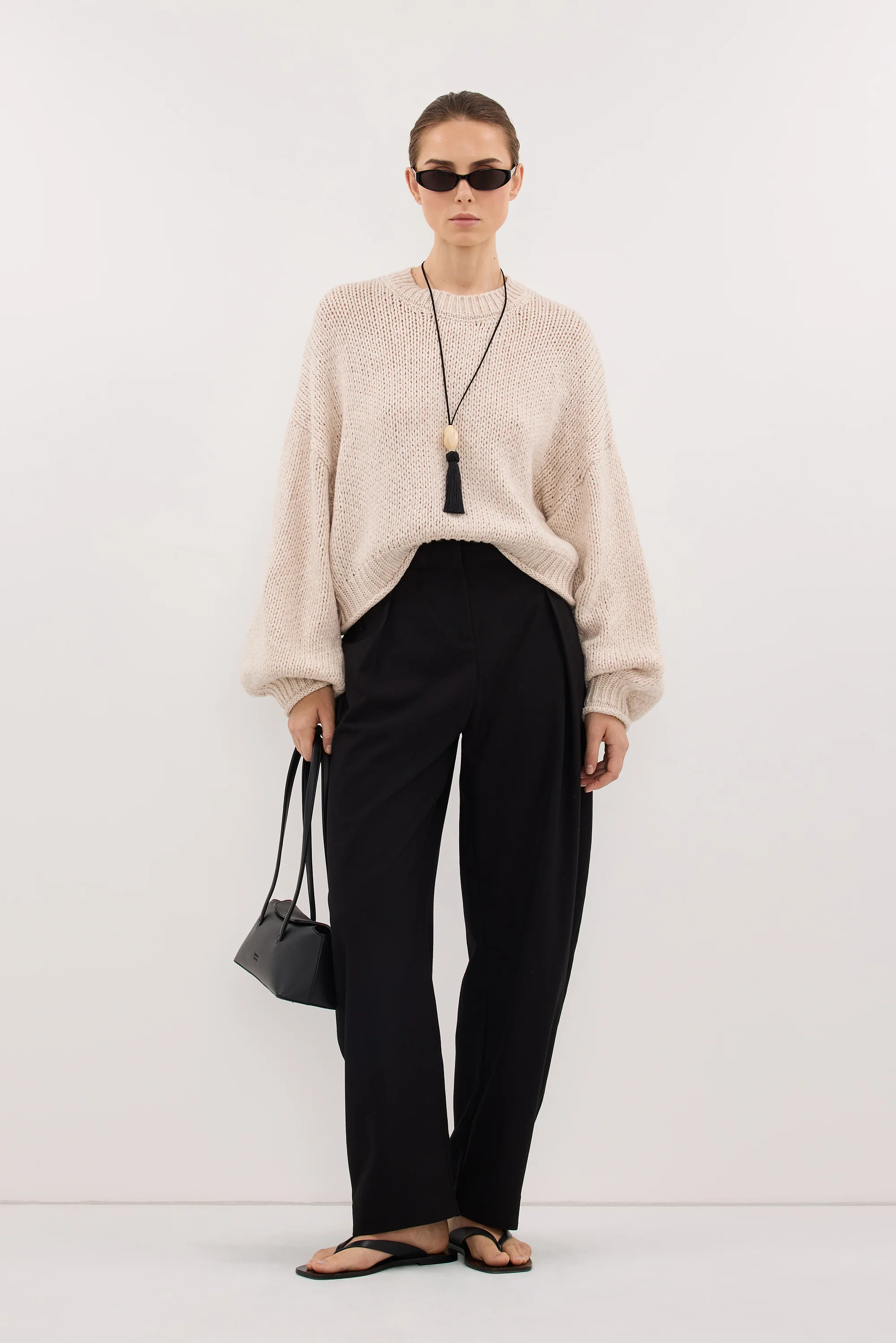 ROSA CHALK CROPPED KNIT JUMPER - Image 3