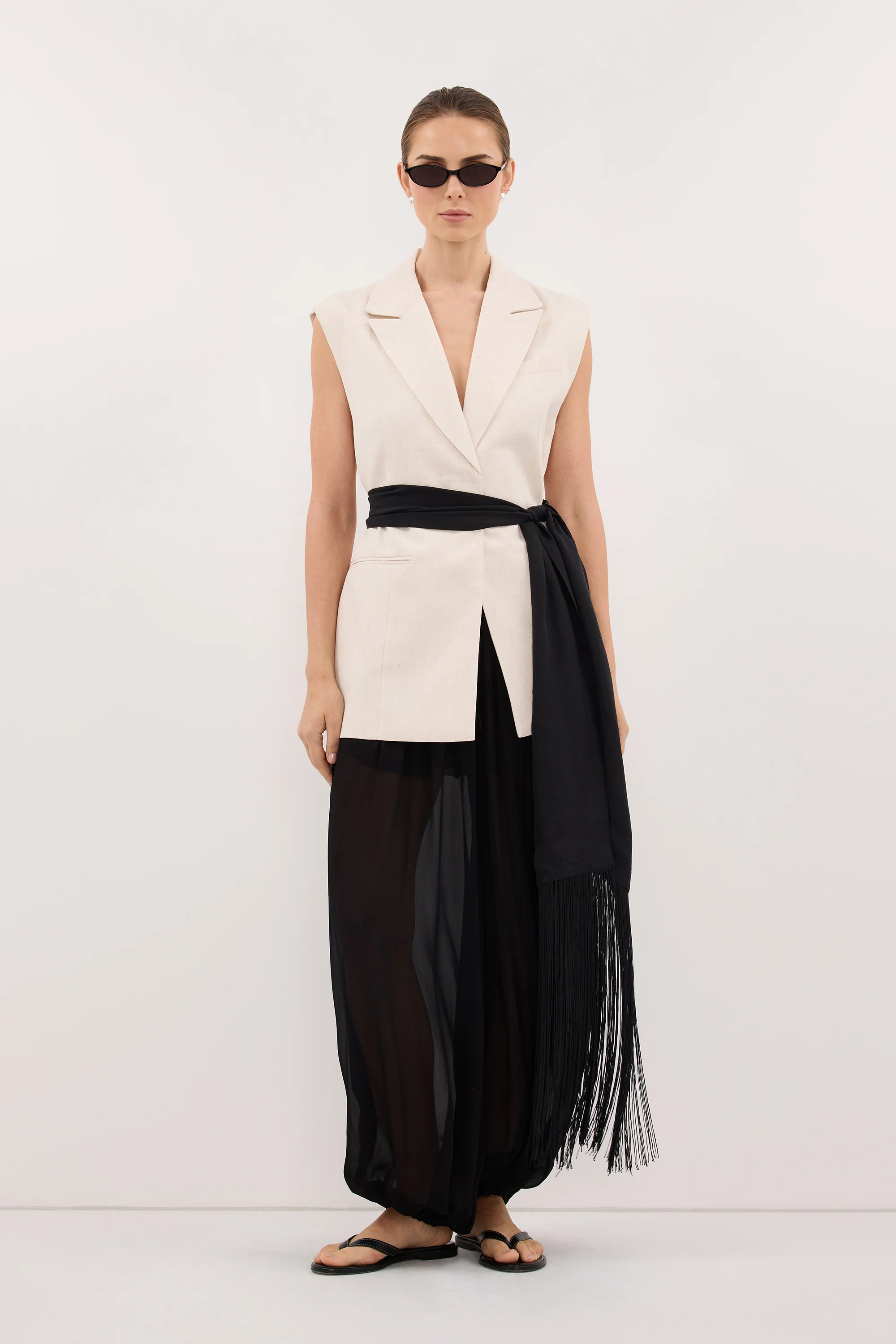 ROSALIE CREAM MARLE WRAP VEST - Image 3