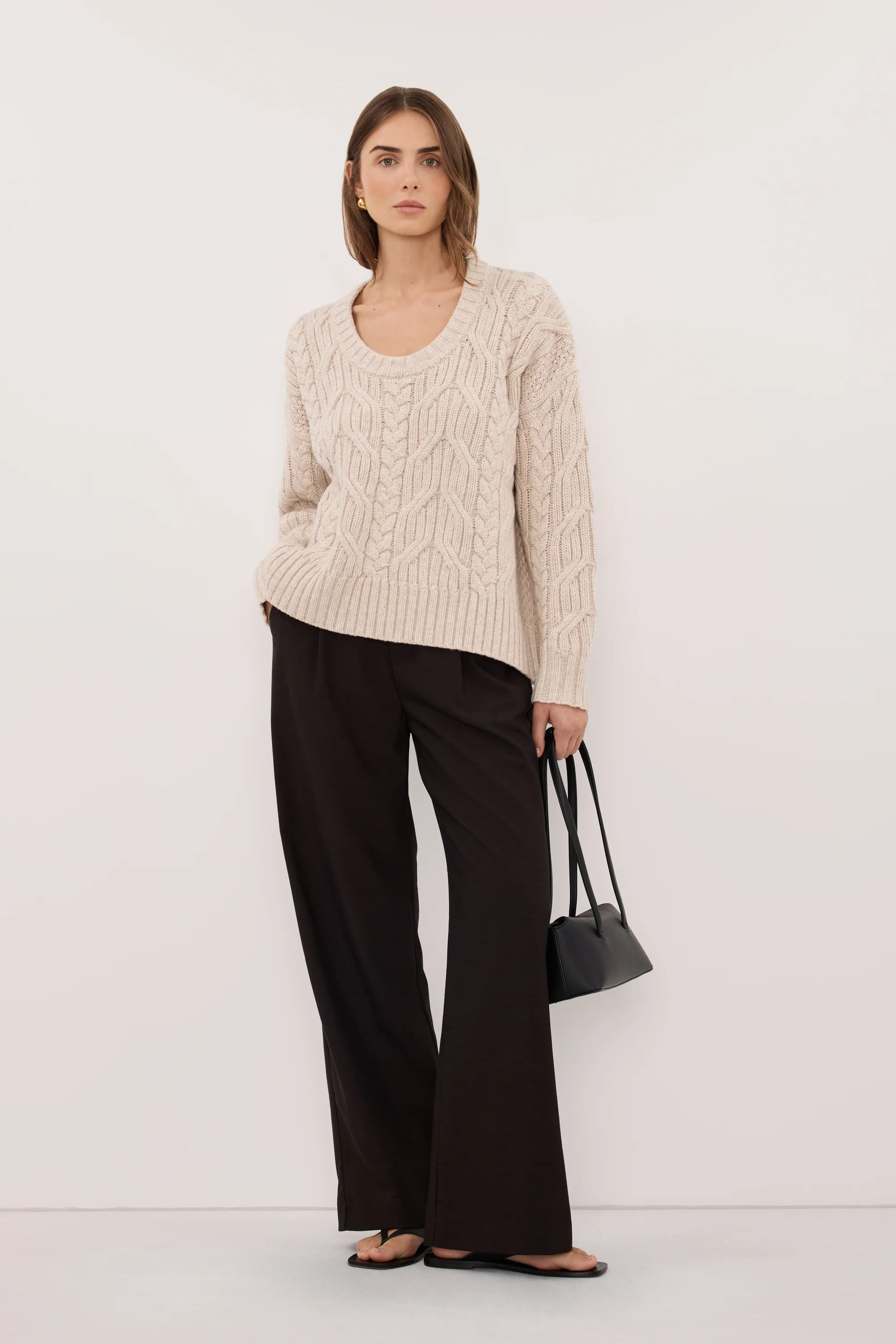 ROSE CHALK CABLE KNIT SWEATER - Image 3