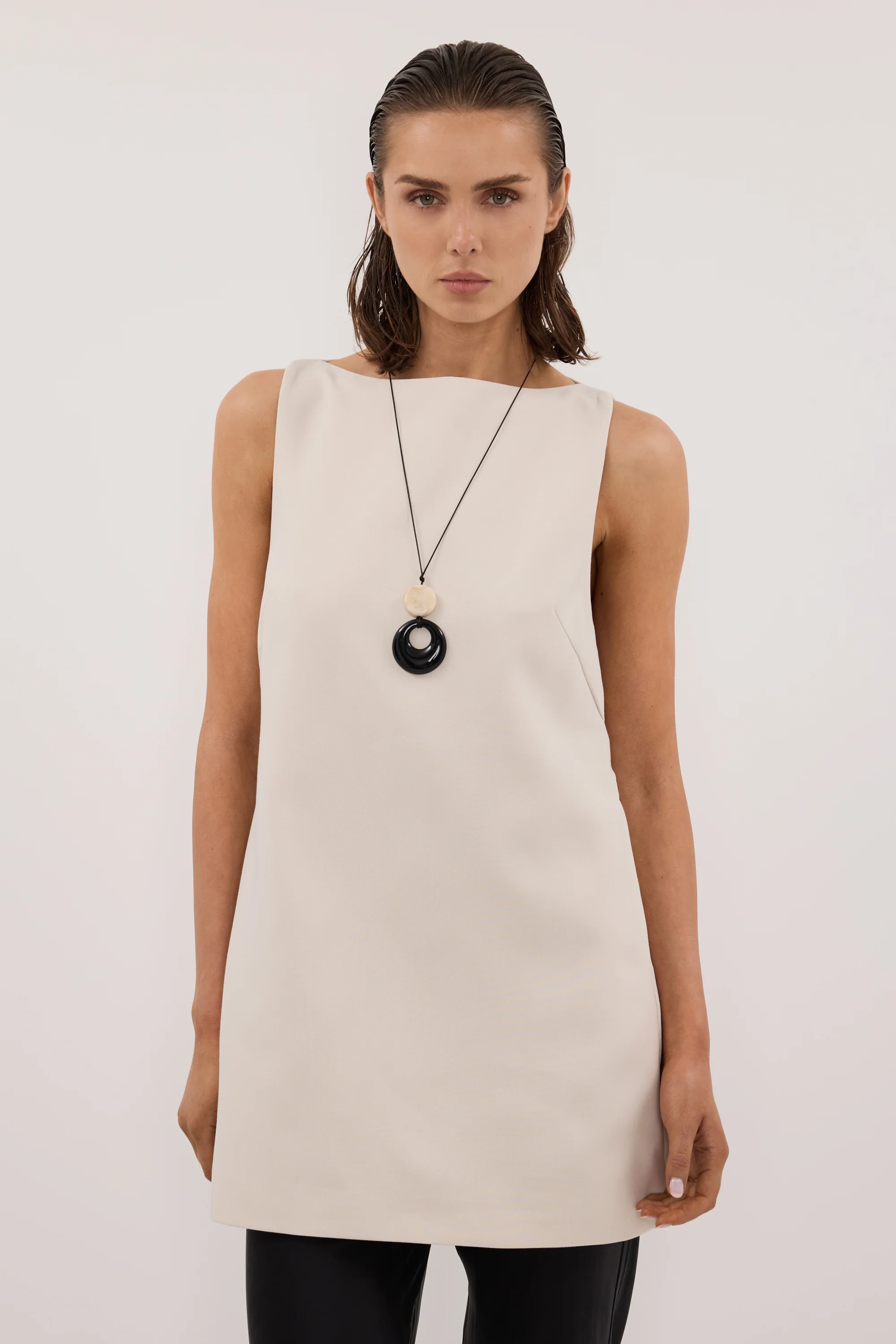 ROWIE BONE SLEEVELESS BOAT NECK TUNIC TOP - Image 2