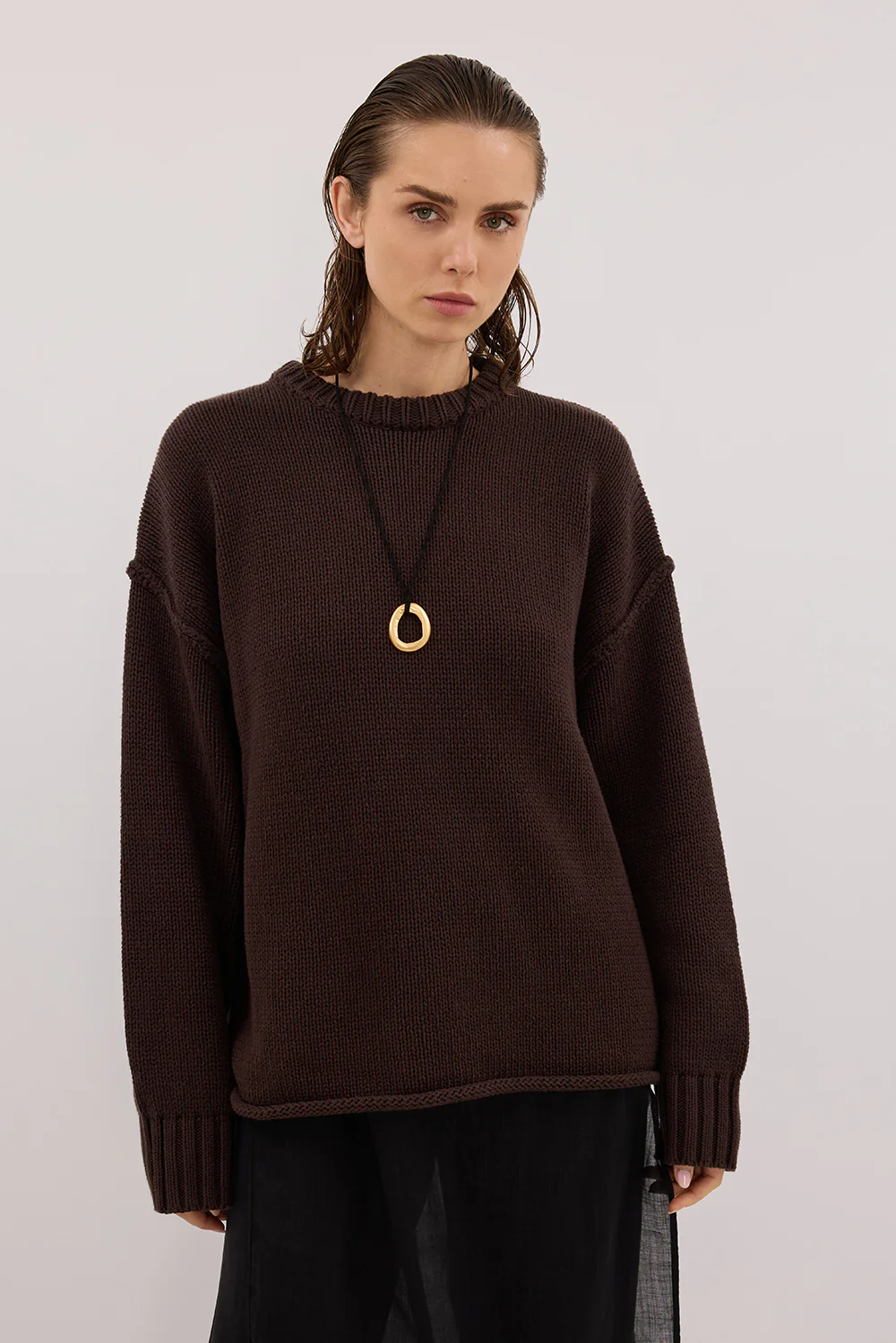 ROY CHOC OVERSIZED LONGLINE KNIT JUMPER - Image 3