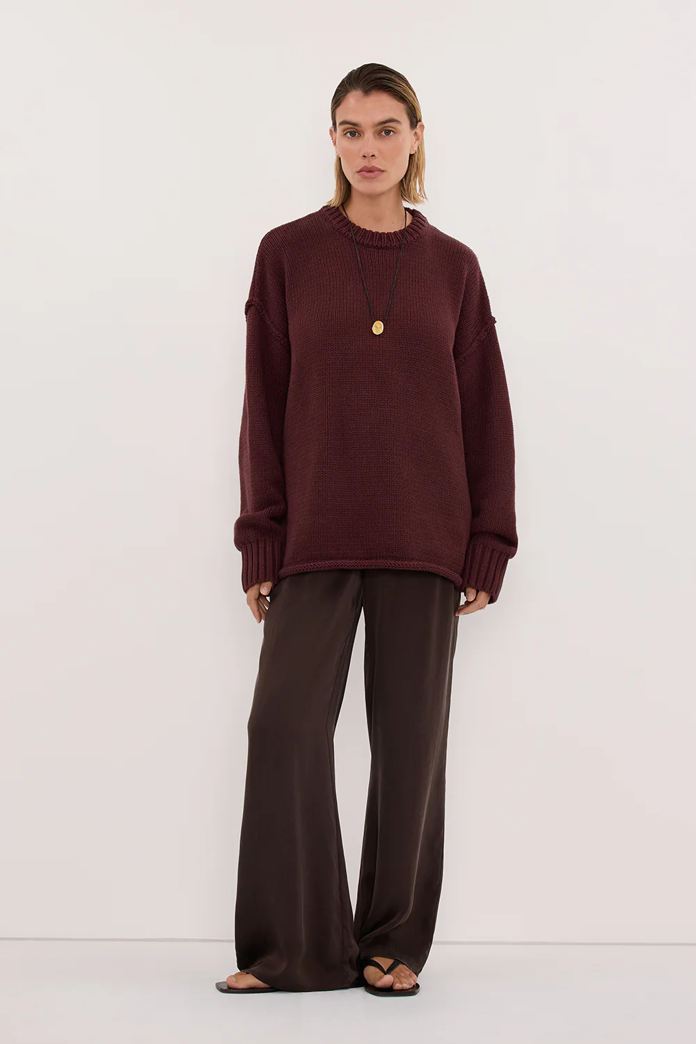 ROY WALNUT OVERSIZED LONGLINE KNIT JUMPER
