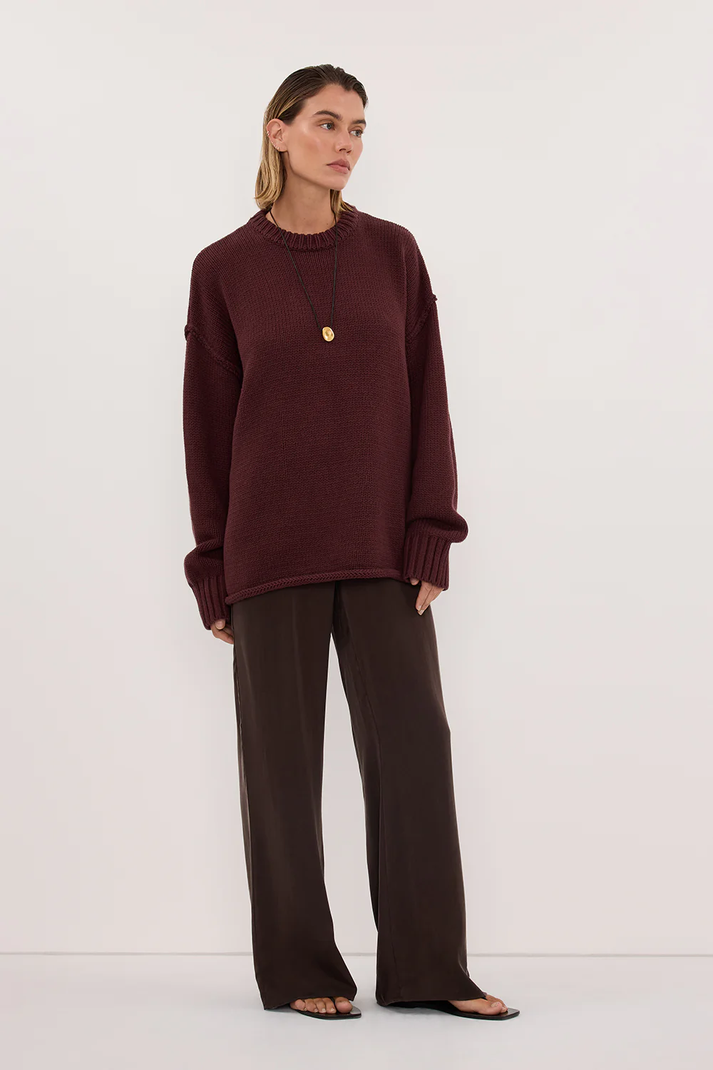 ROY WALNUT OVERSIZED LONGLINE KNIT JUMPER - Image 3