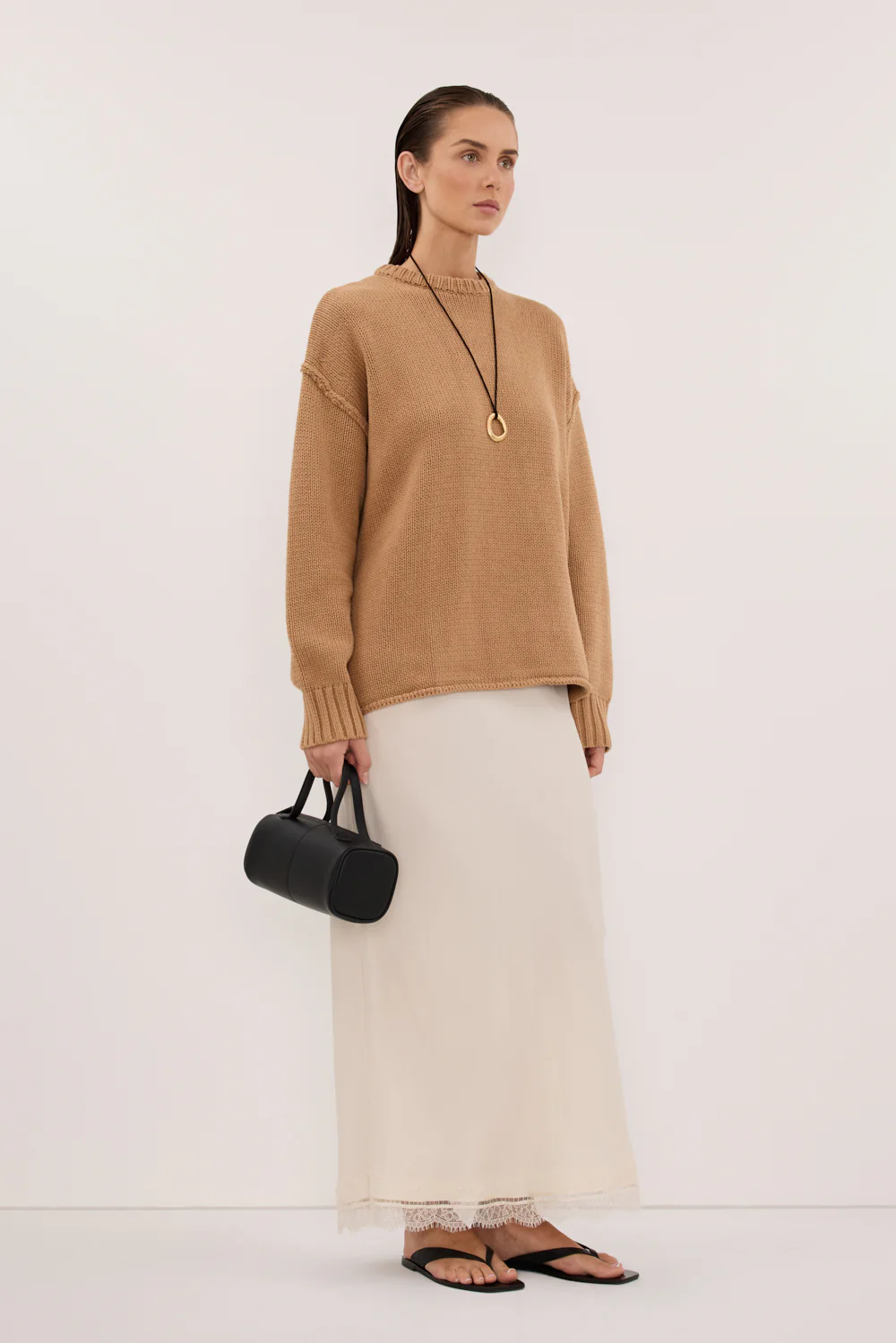ROY WHEAT OVERSIZED LONGLINE KNIT JUMPER - Image 3