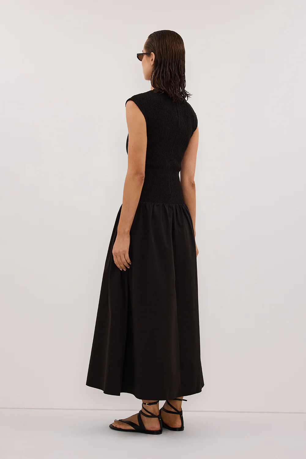 RUBI BLACK COTTON MIDI DRESS - Image 5
