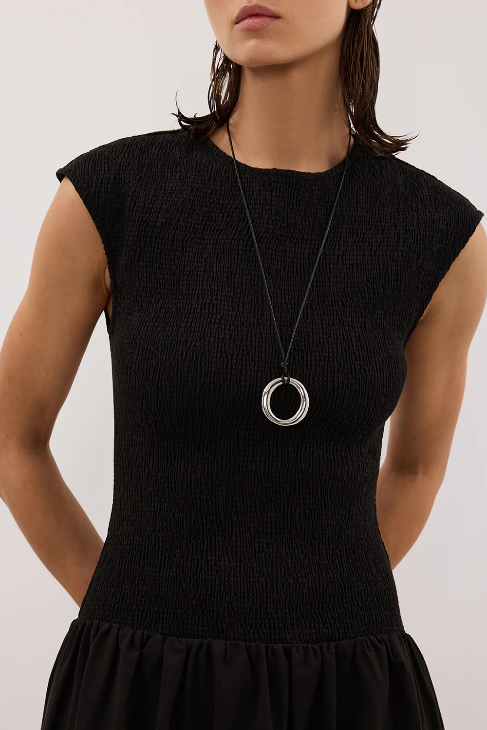 RUBI BLACK COTTON MIDI DRESS - Image 6