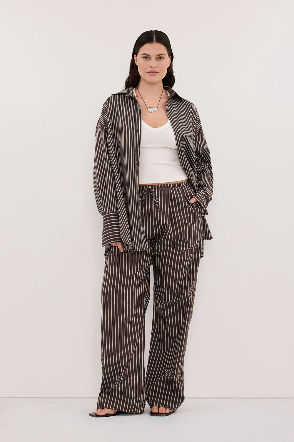 SABLE OVERSIZED BITTER CHOC SILK BLEND SHIRT - Image 6