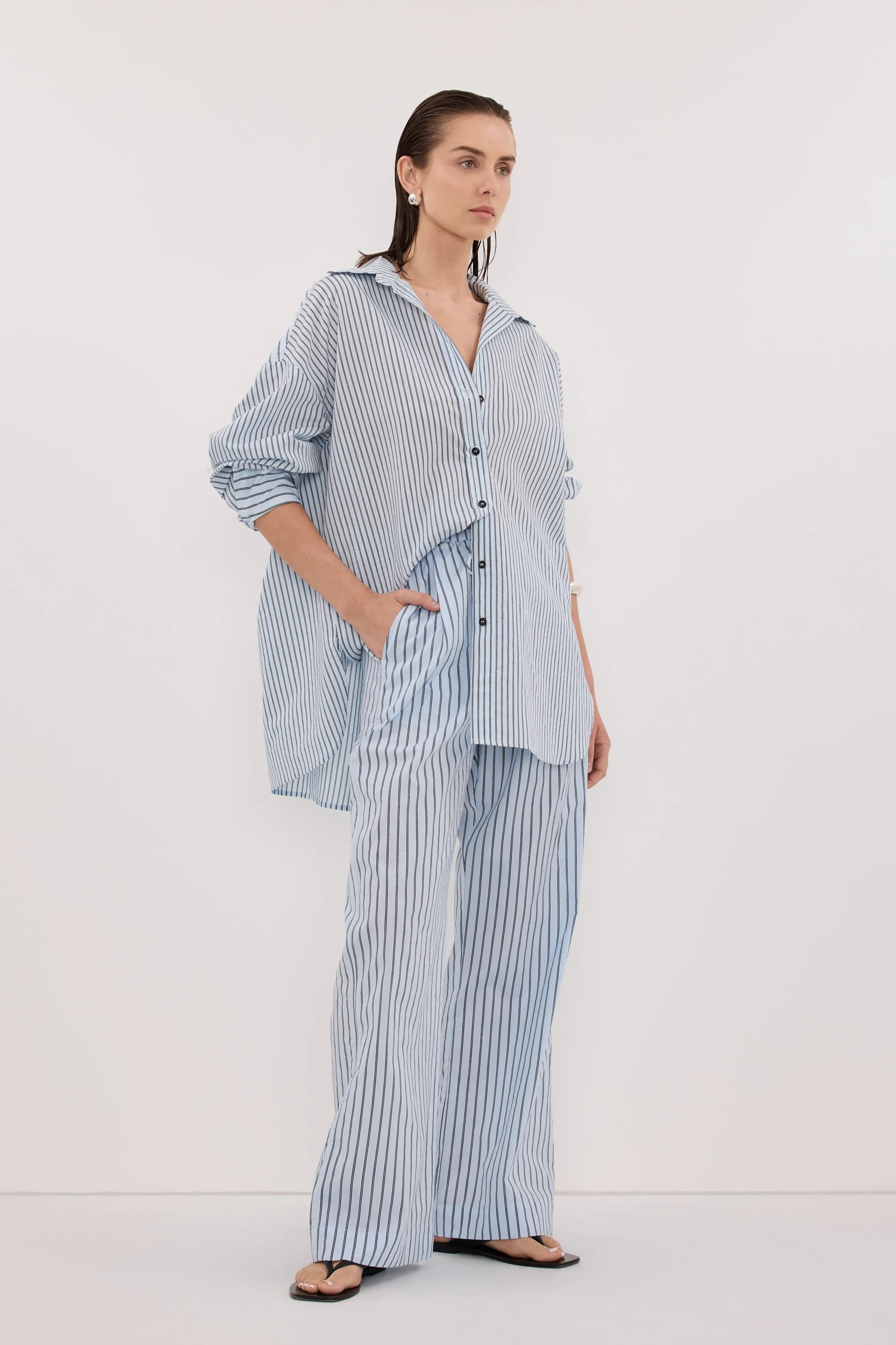 SABLE ICE BLUE SILK BLEND PANT - Image 3