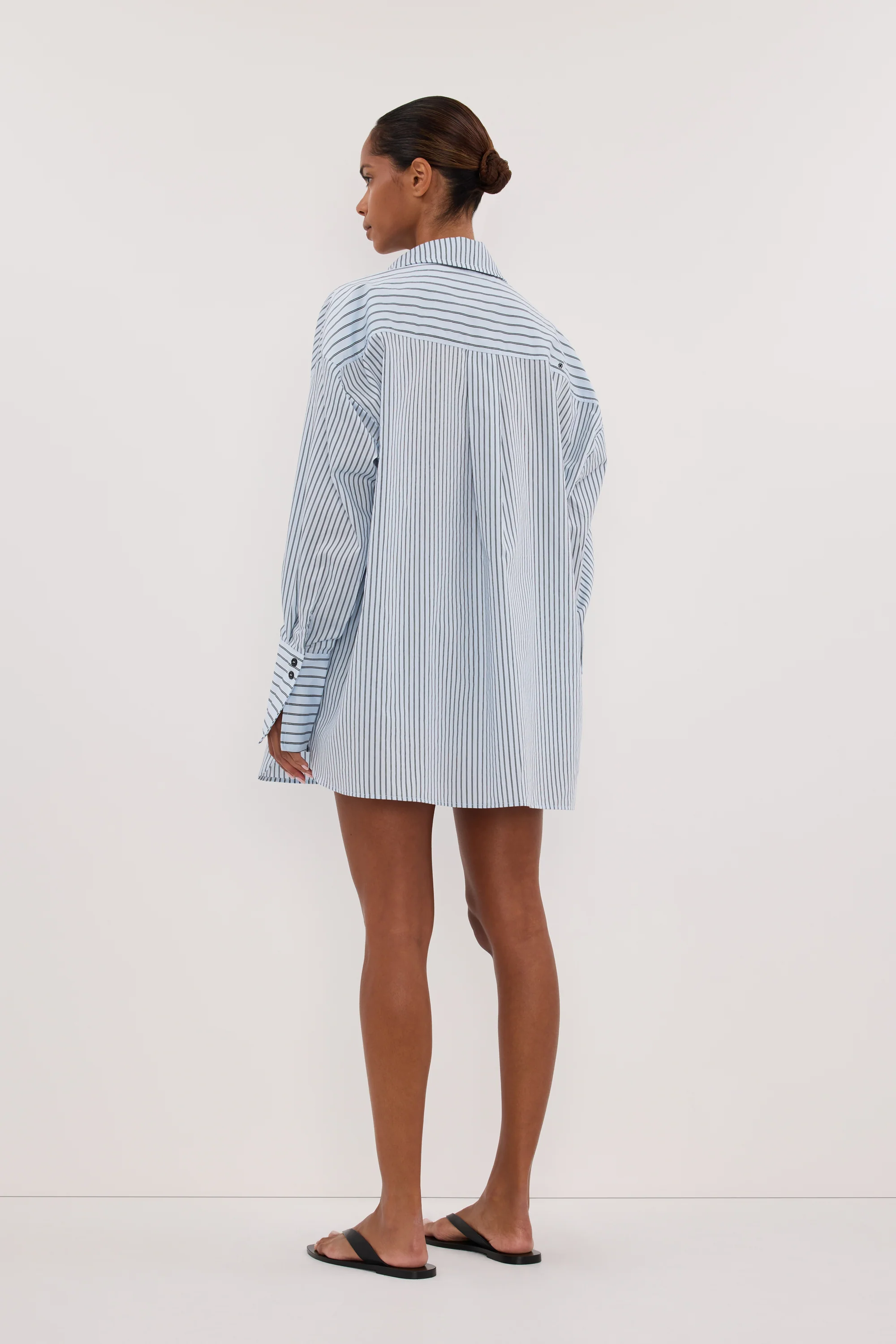 SABLE ICE BLUE OVERSIZED SILK BLEND SHIRT - Image 4