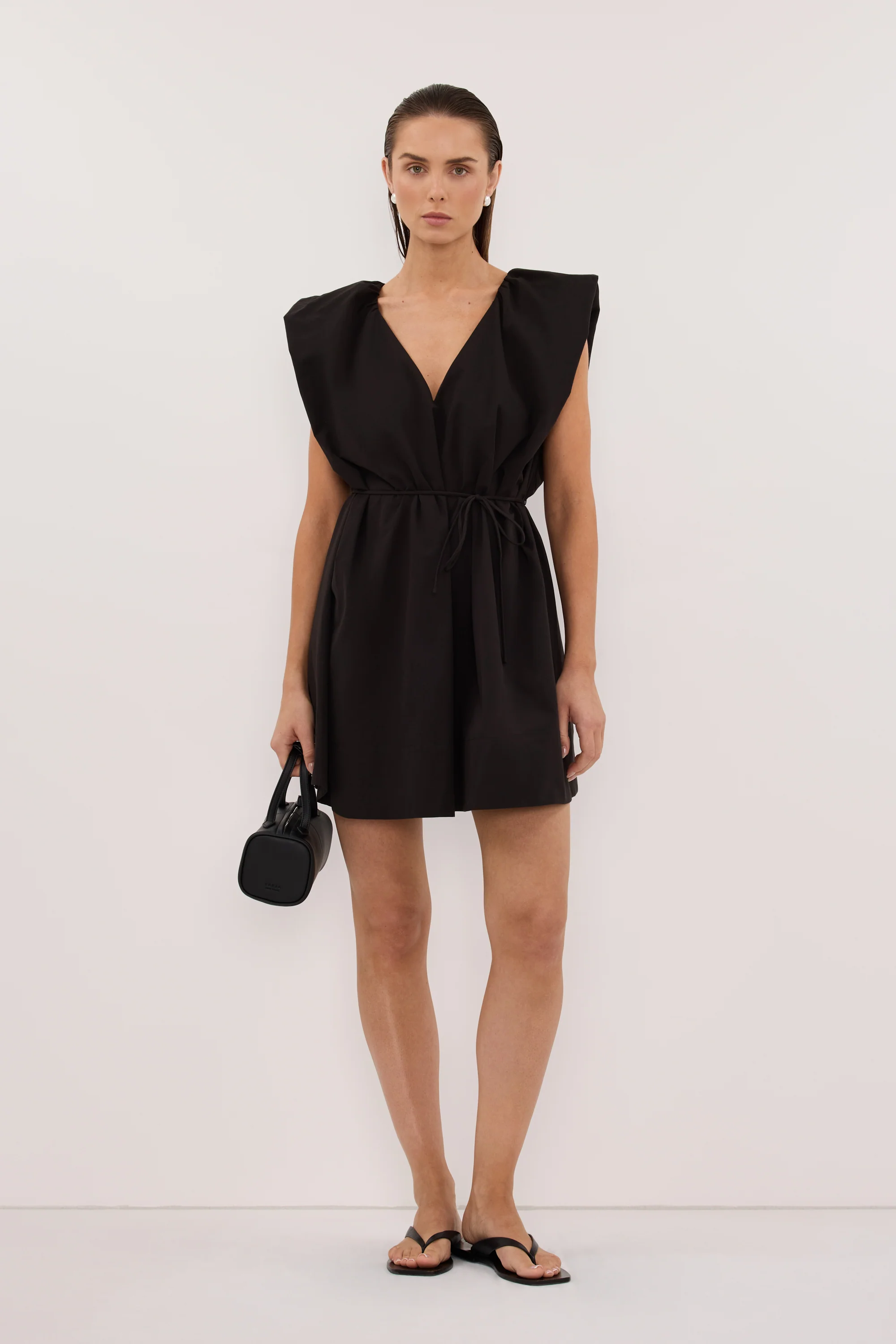 SABRE BLACK COTTON MINI DRESS