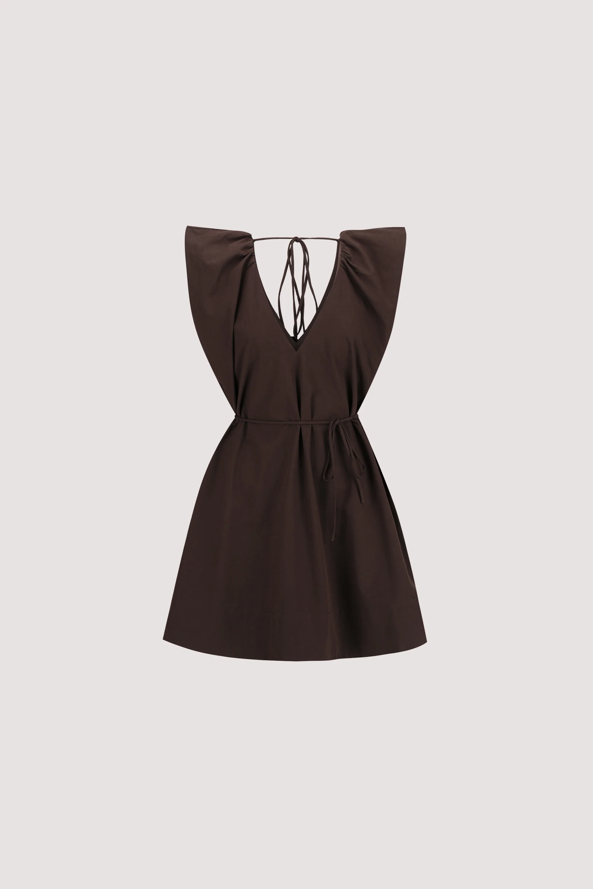 SABRE BURNT CHOC COTTON MINI DRESS - Image 7