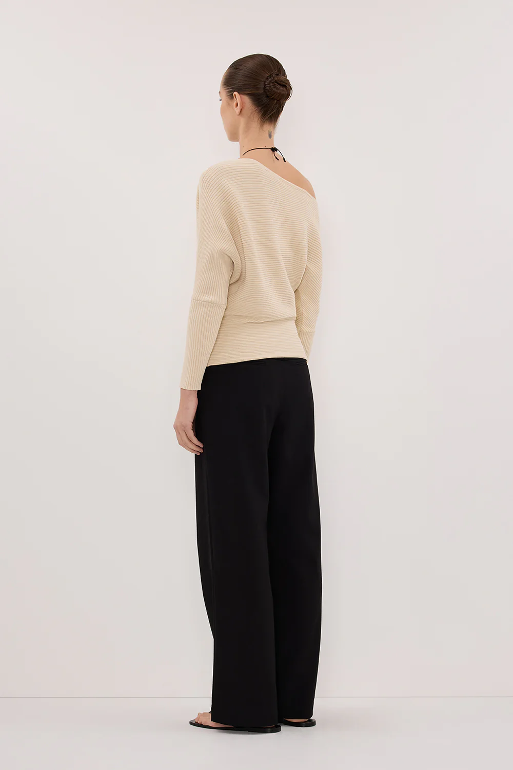 SAGE NATURAL LONG SLEEVE BOAT NECK KNIT TOP - Image 4