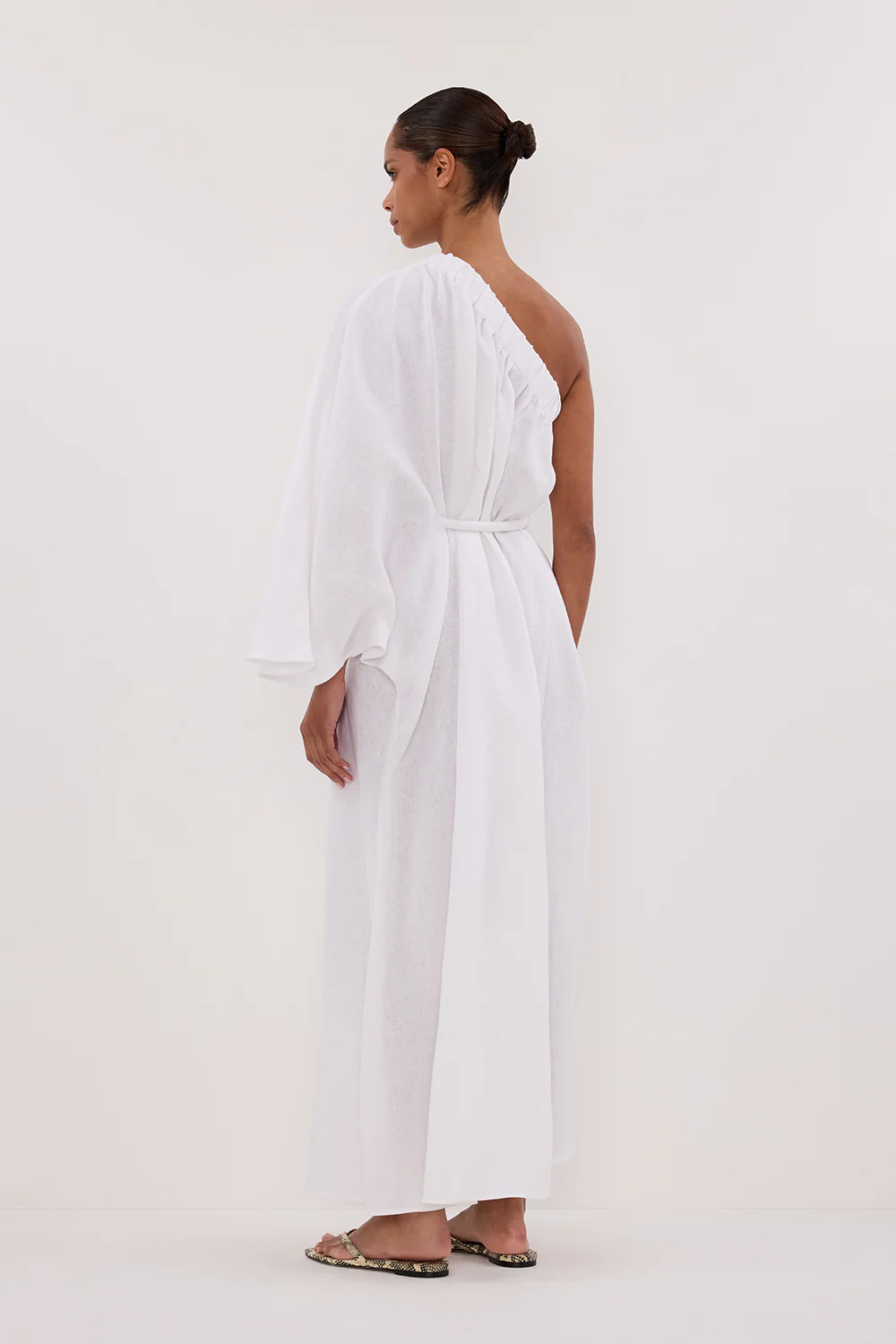 SALLY WHITE LINEN MIDI DRESS - Image 4