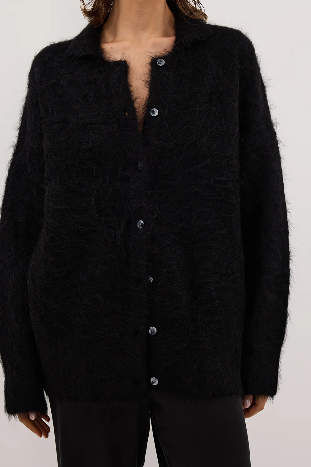SALMA BLACK POLO NECK KNIT CARDIGAN - Image 5