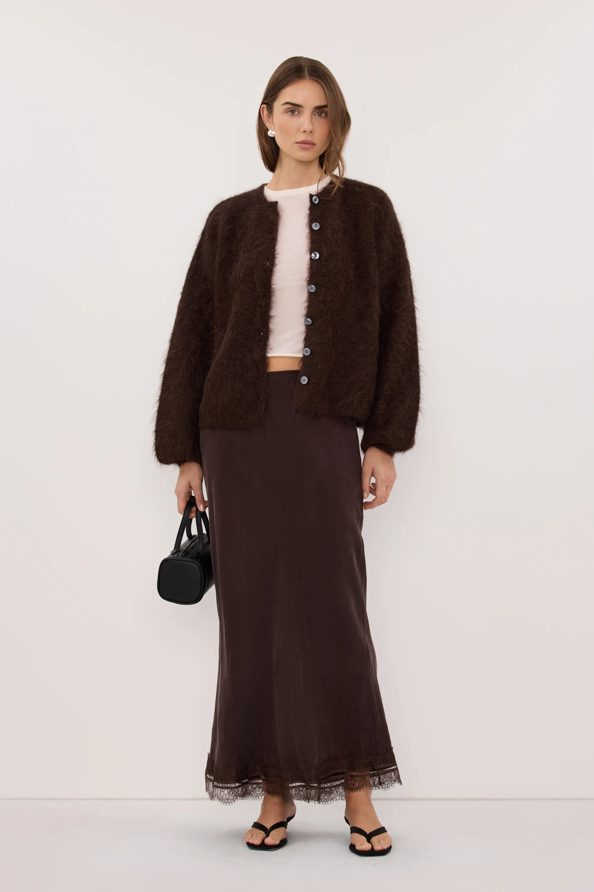 SALMA CHOC KNIT CARDIGAN
