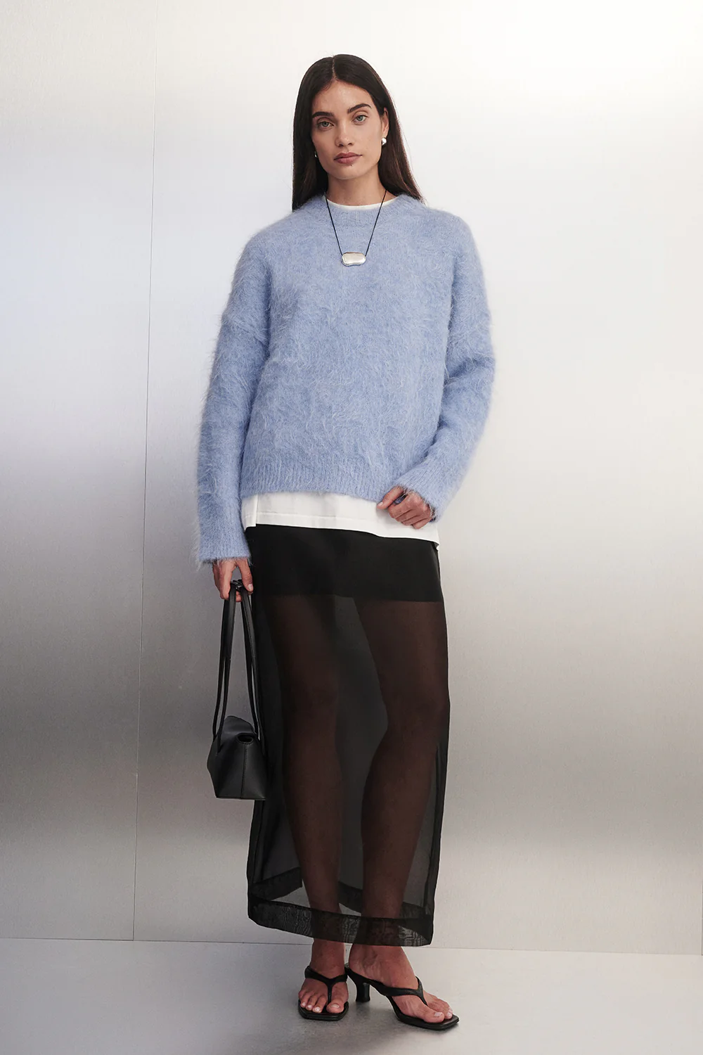SALMA DUSTY BLUE CREW NECK KNIT JUMPER