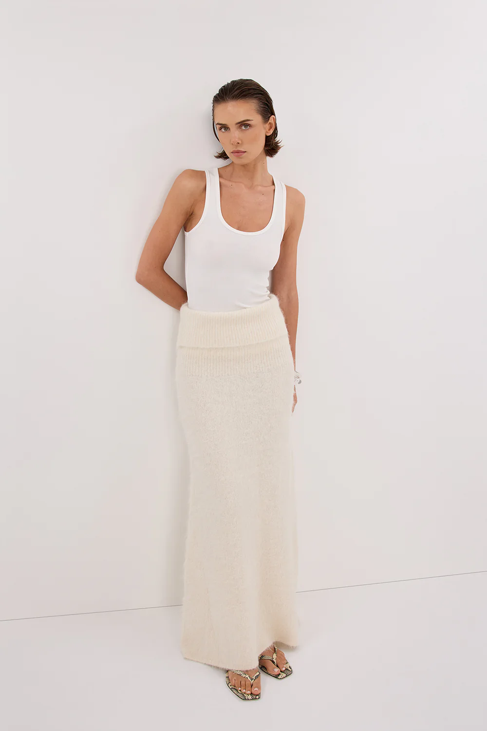 SALMA IVORY KNIT MAXI SKIRT - Image 6
