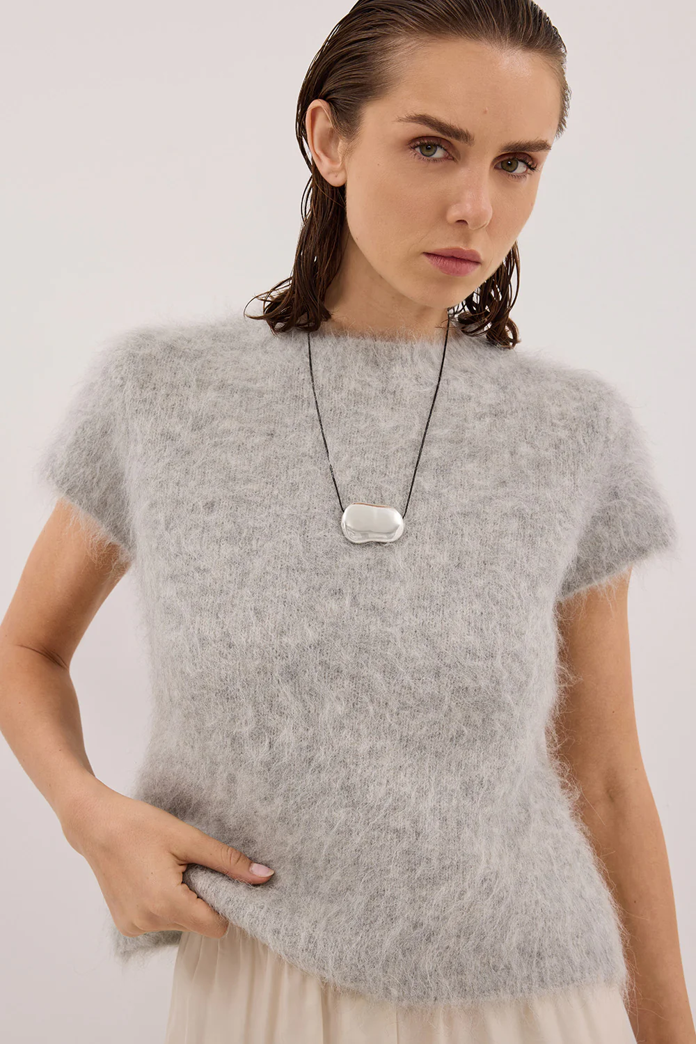SALMA SILVER CAP SLEEVE KNIT TOP - Image 5