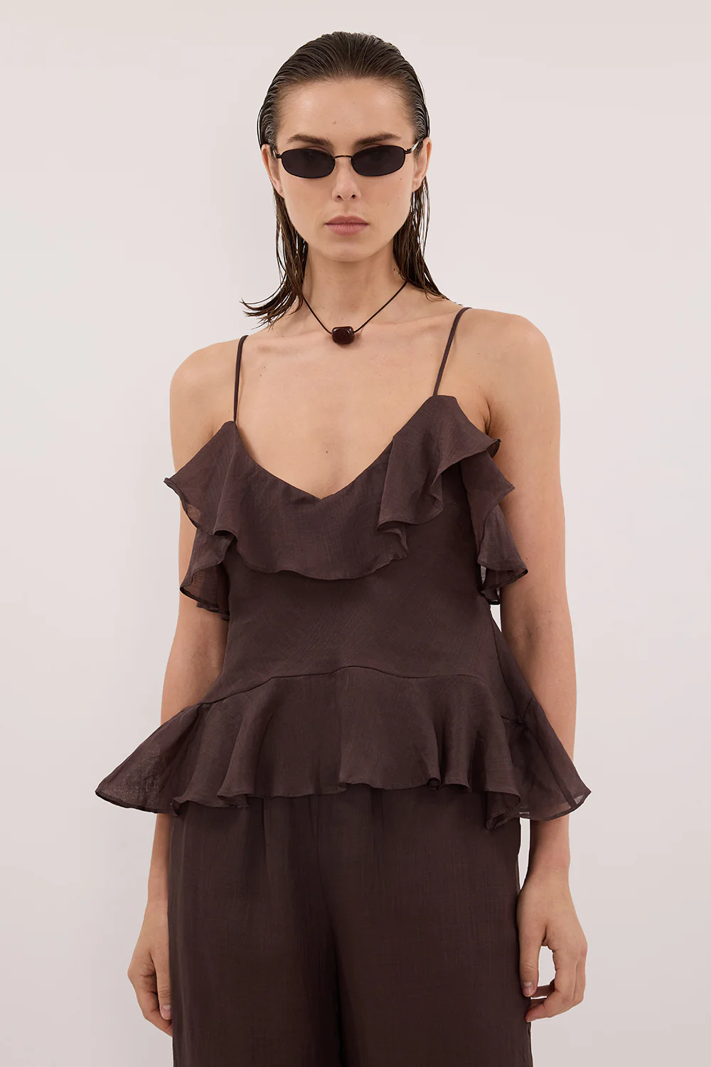 SARA DARK CHOC RAMIE CAMI TOP - Image 2