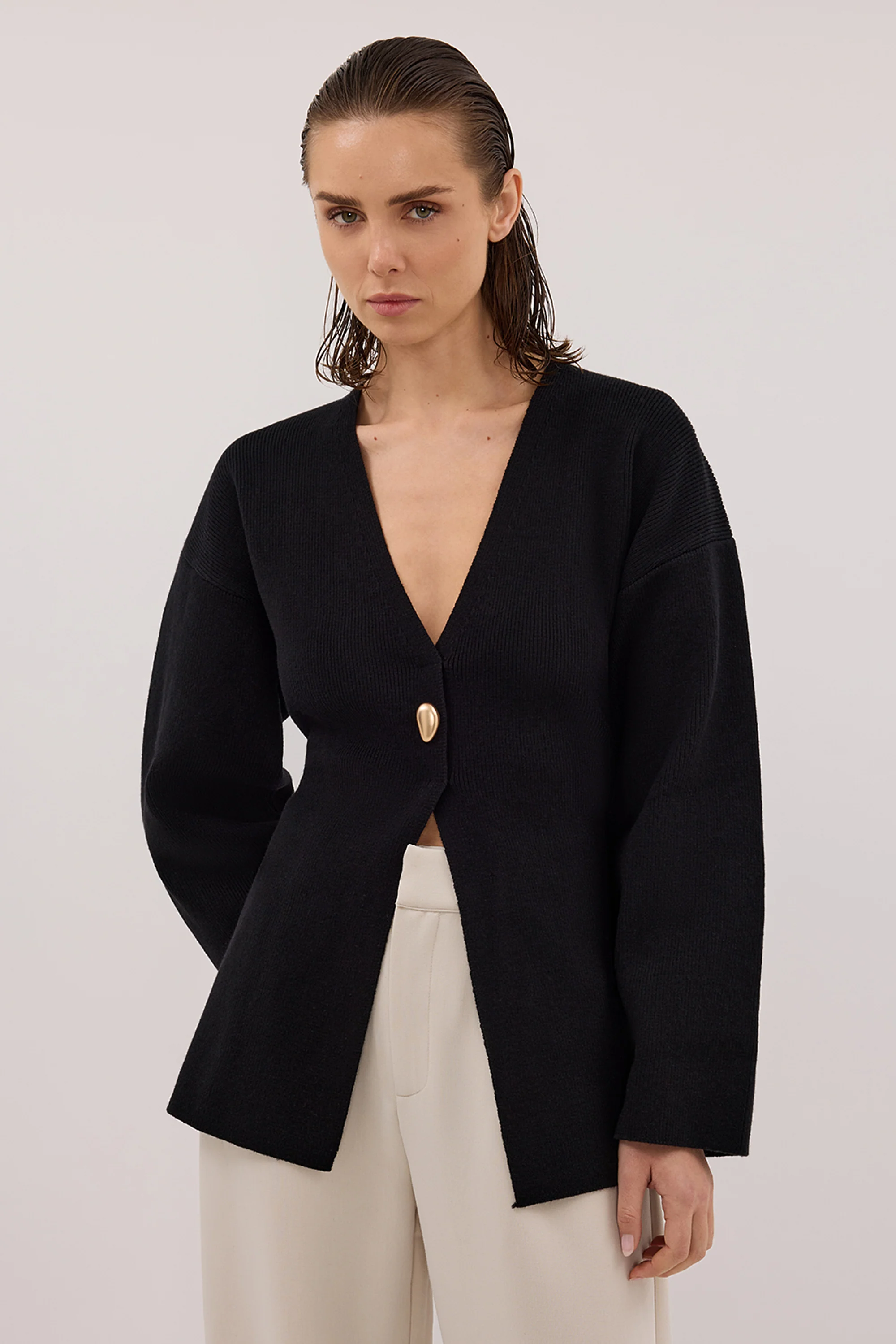 SCOUT BLACK LONG SLEEVE KNIT TOP - Image 2