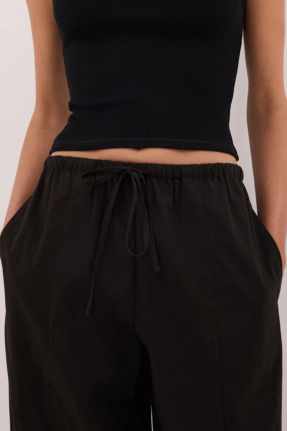 SCOUT BLACK COTTON BARREL LEG PANT - Image 5