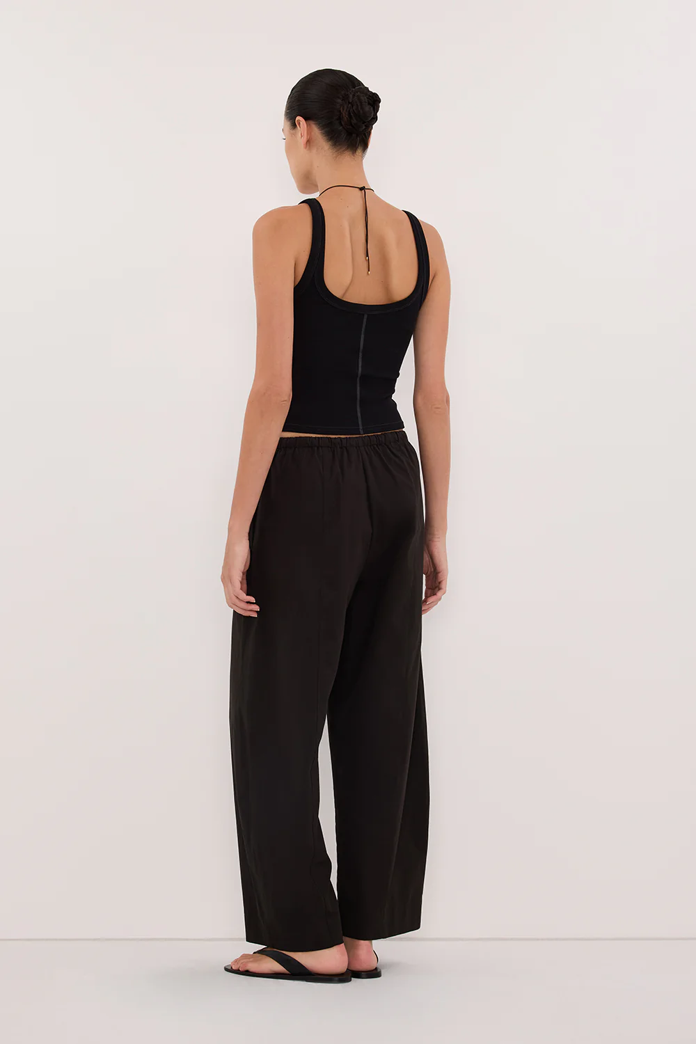 SCOUT BLACK COTTON BARREL LEG PANT - Image 7