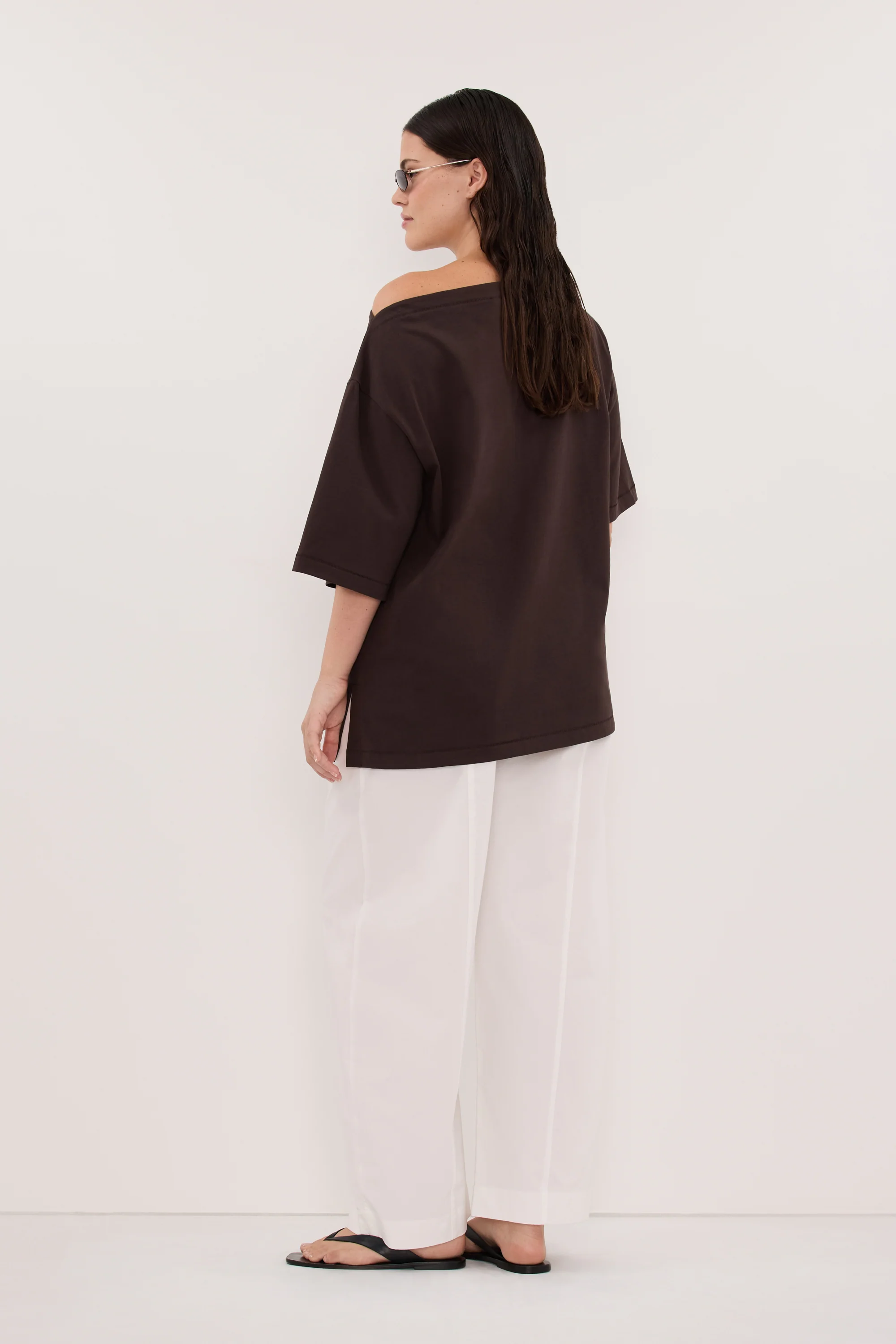SCOUT WHITE COTTON BARREL LEG PANT - Image 8