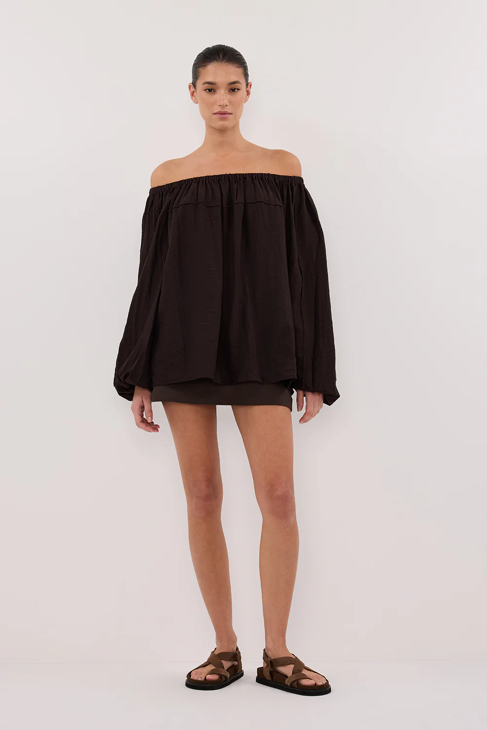 SHANIYA BITTER CHOC LONG SLEEVE TOP